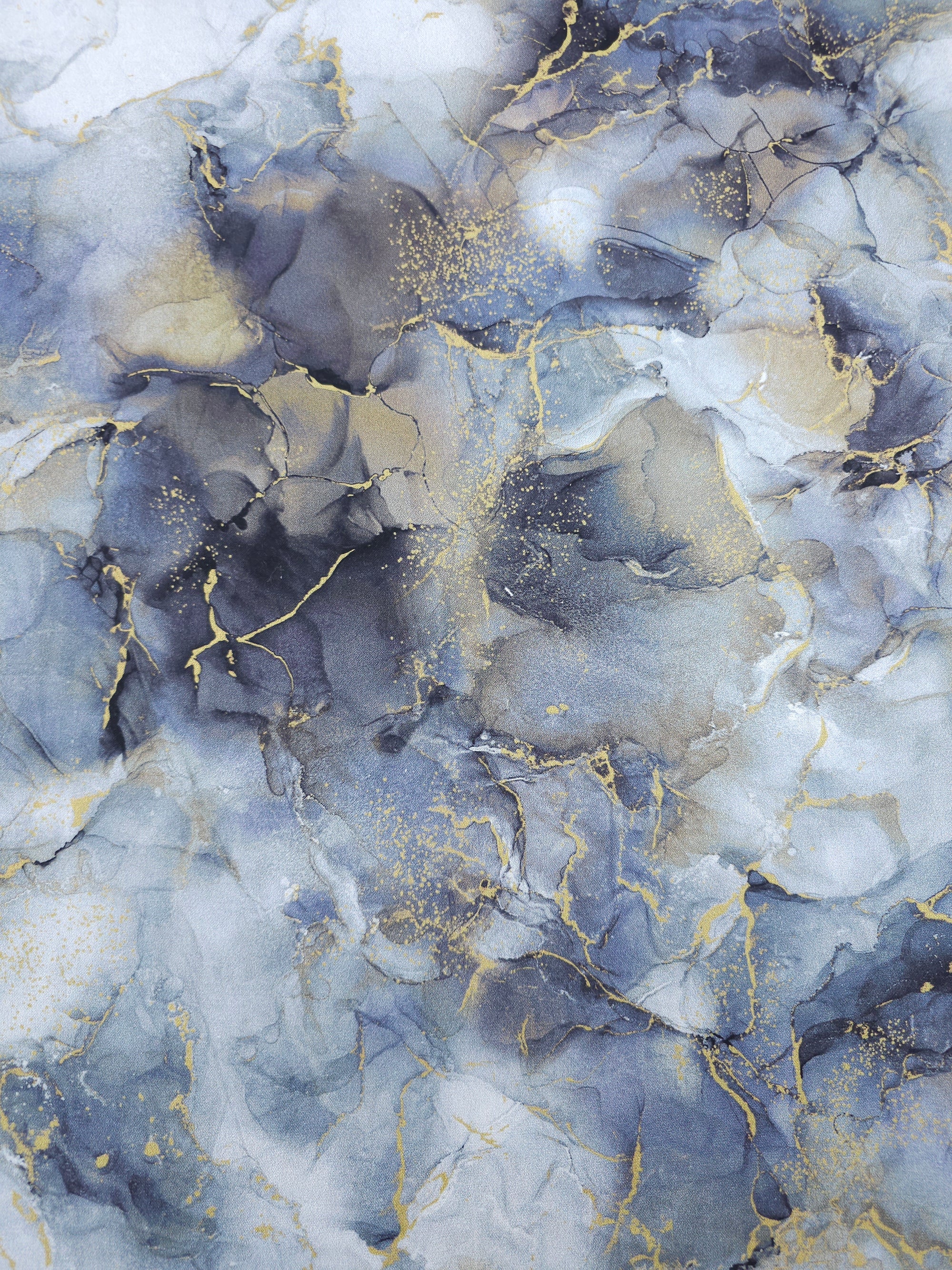 Smokey Grey/Gold Marble 100% Cotton 106" *EXTRA WIDE*