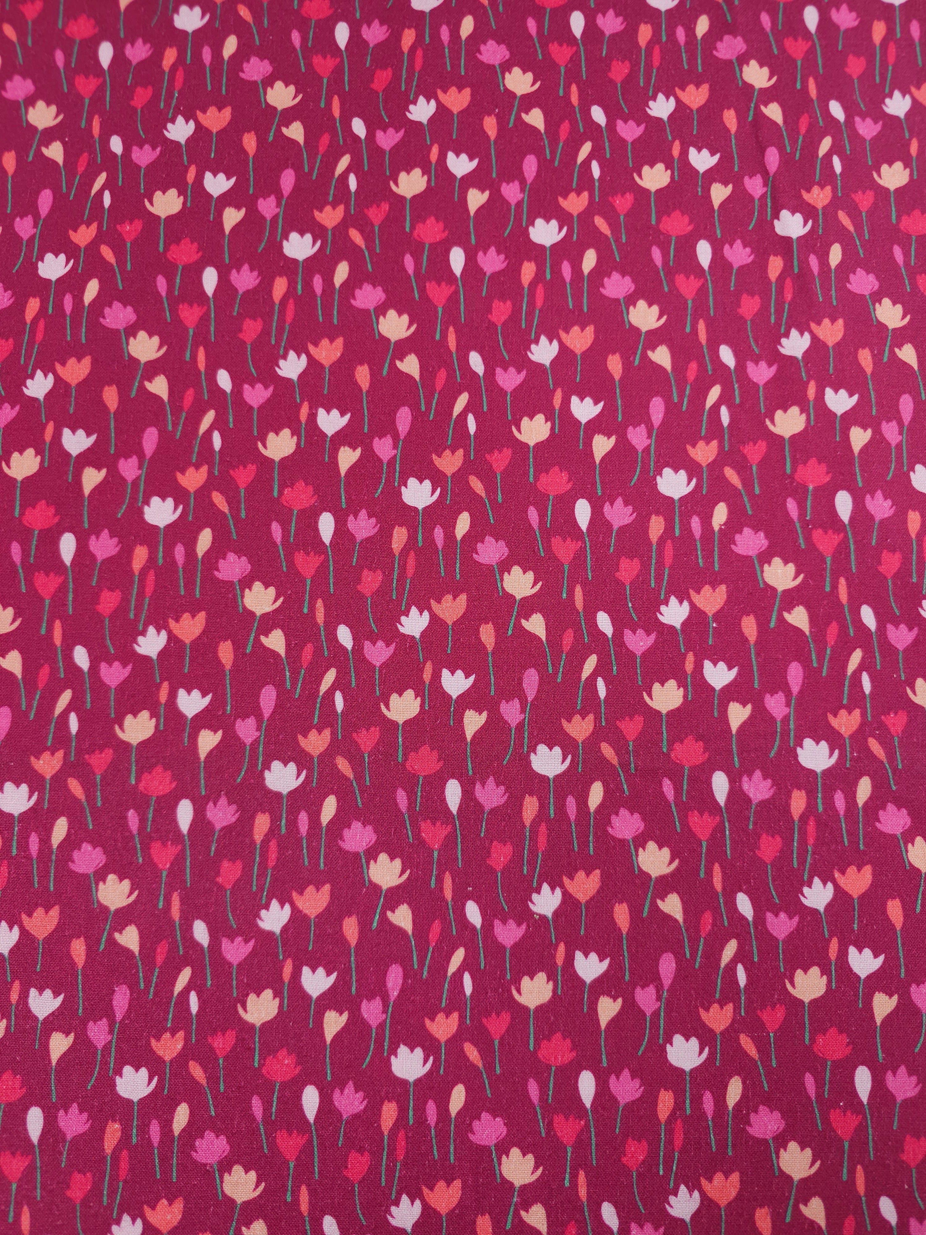 Rosie Wine Tulip Field 100% Cotton