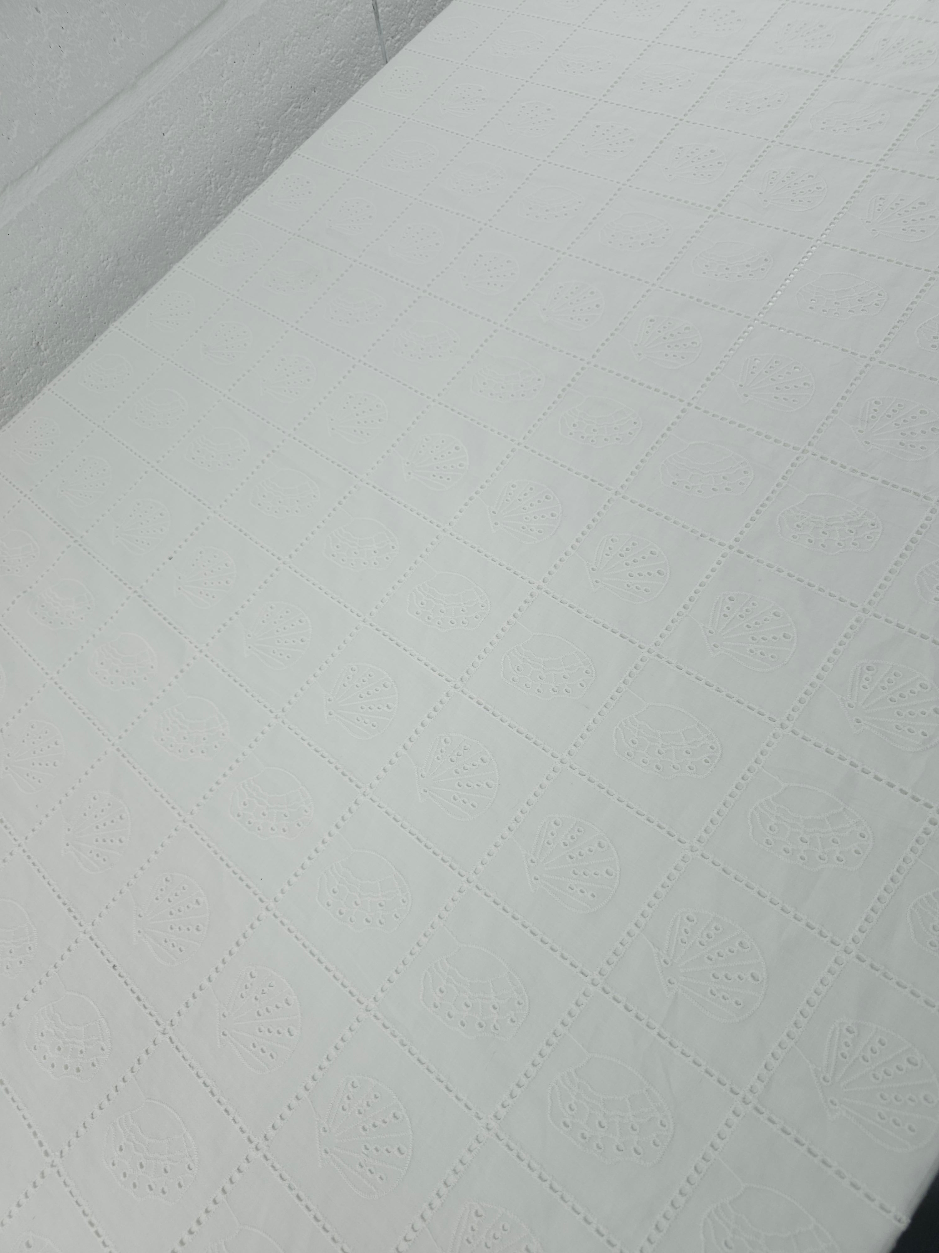 White Shell Grid Lightweight Cotton Broderie Anglaise