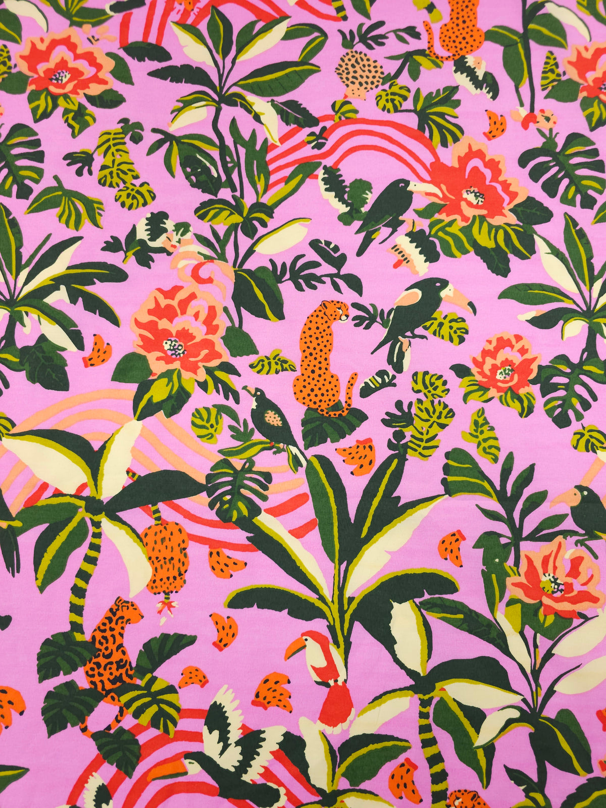 Fuchsia Jungle Animal Palm Cotton Poplin - Farm Rio