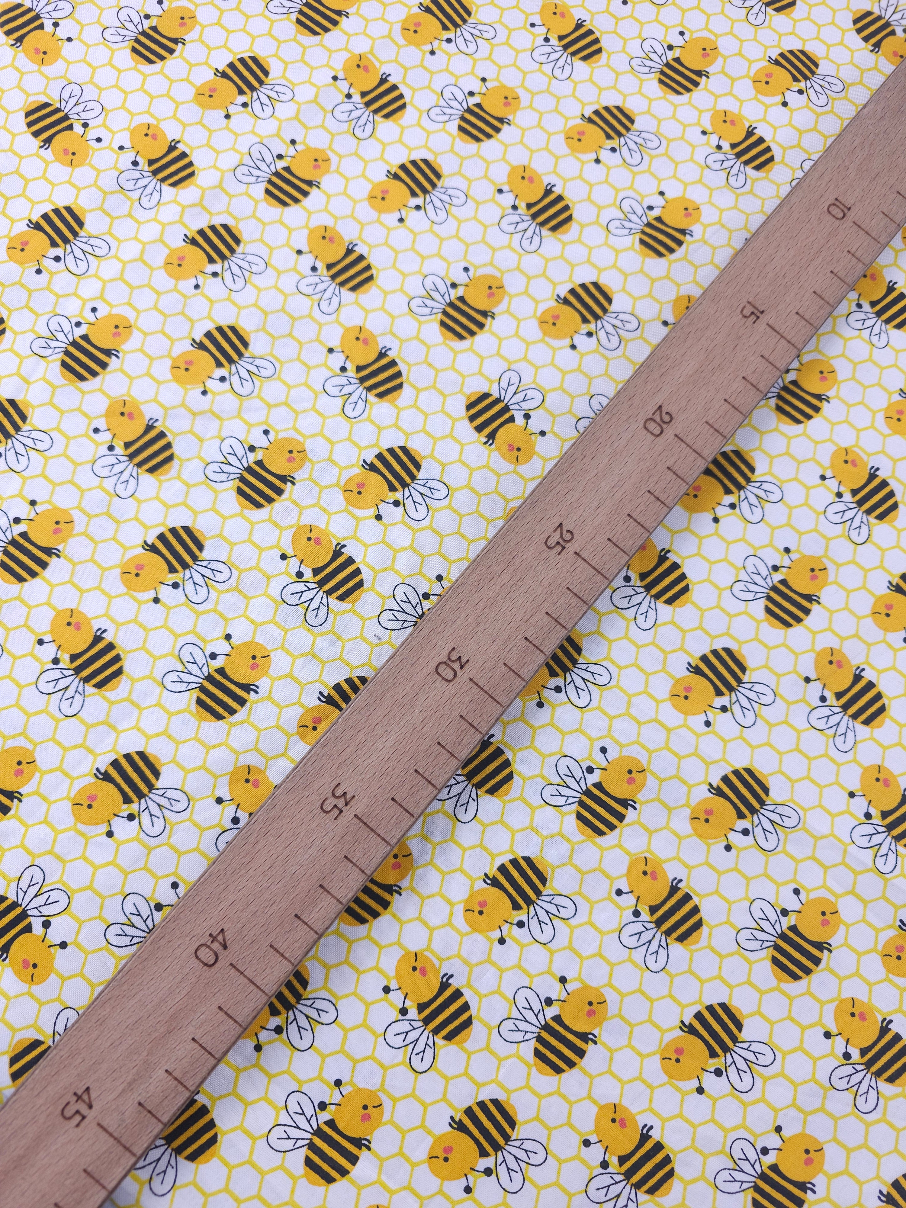 Busy Honeycomb Bees 100% Cotton