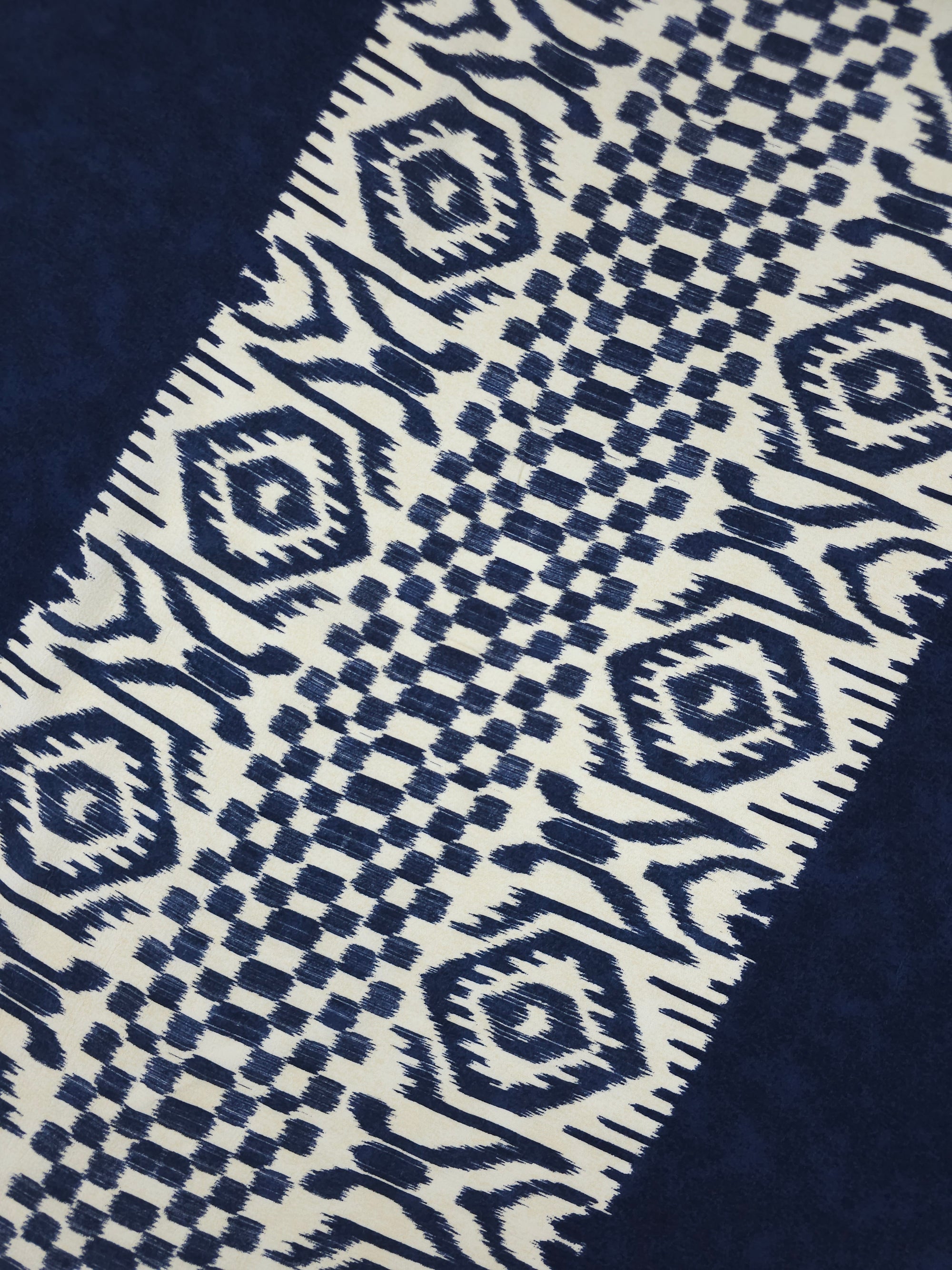 Navy Washed Retro Panel Stripe Viscose Crepe