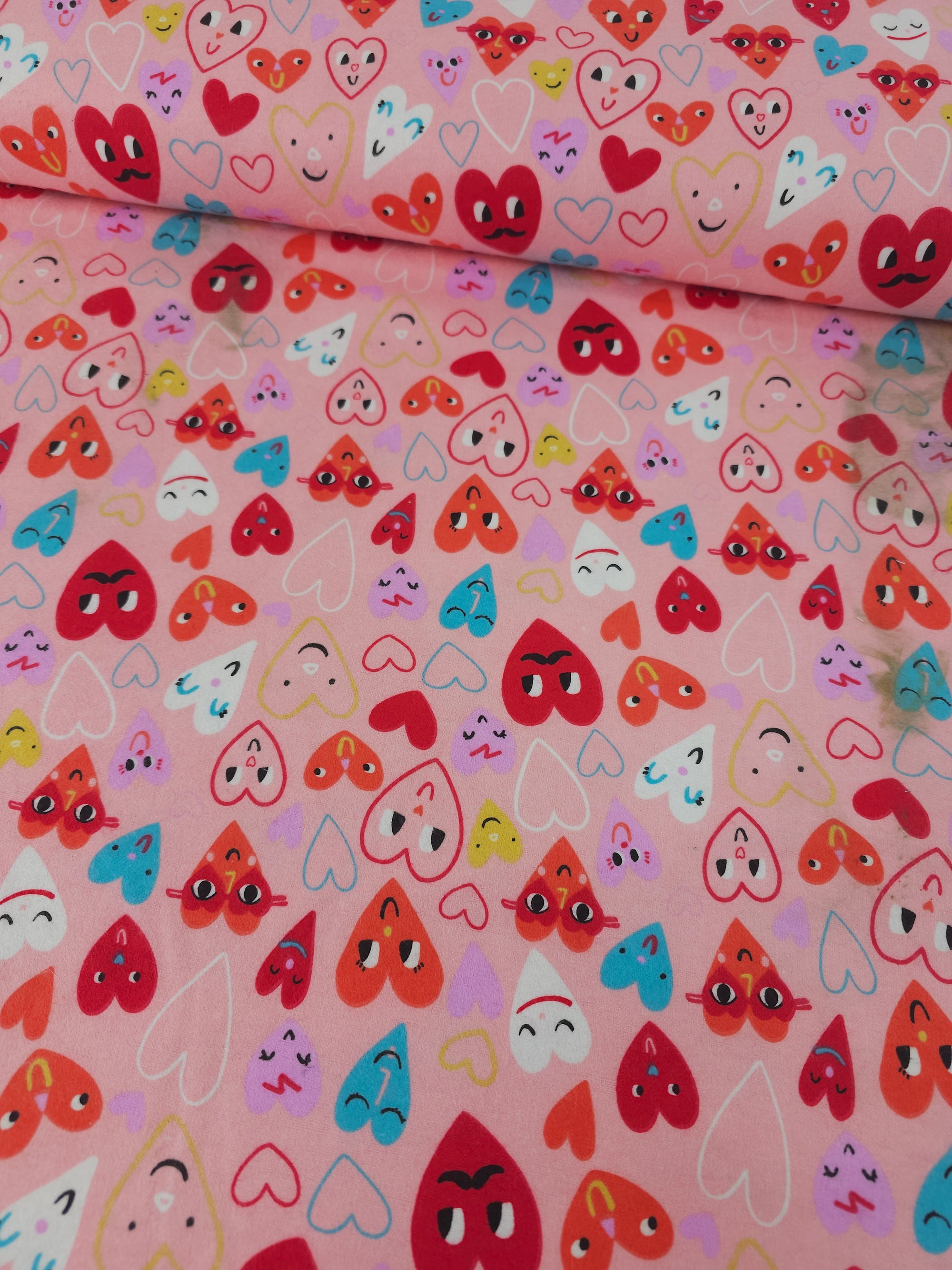 Doodle Love Hearts Lightweight Flannel Cotton