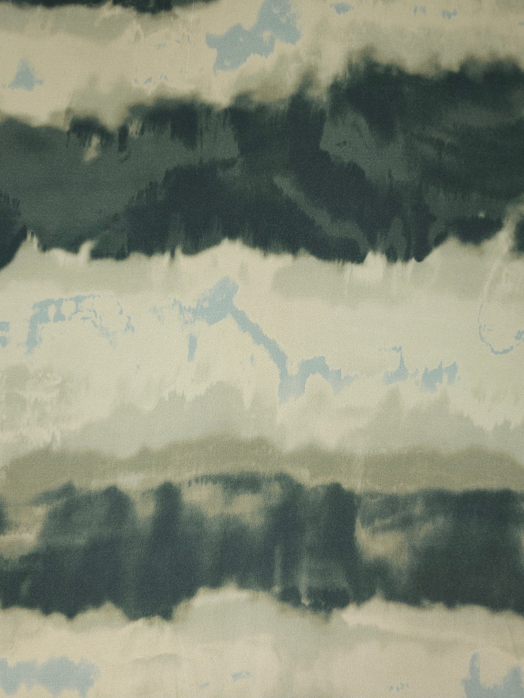 Muted Khaki Smudge Wave Viscose Satin