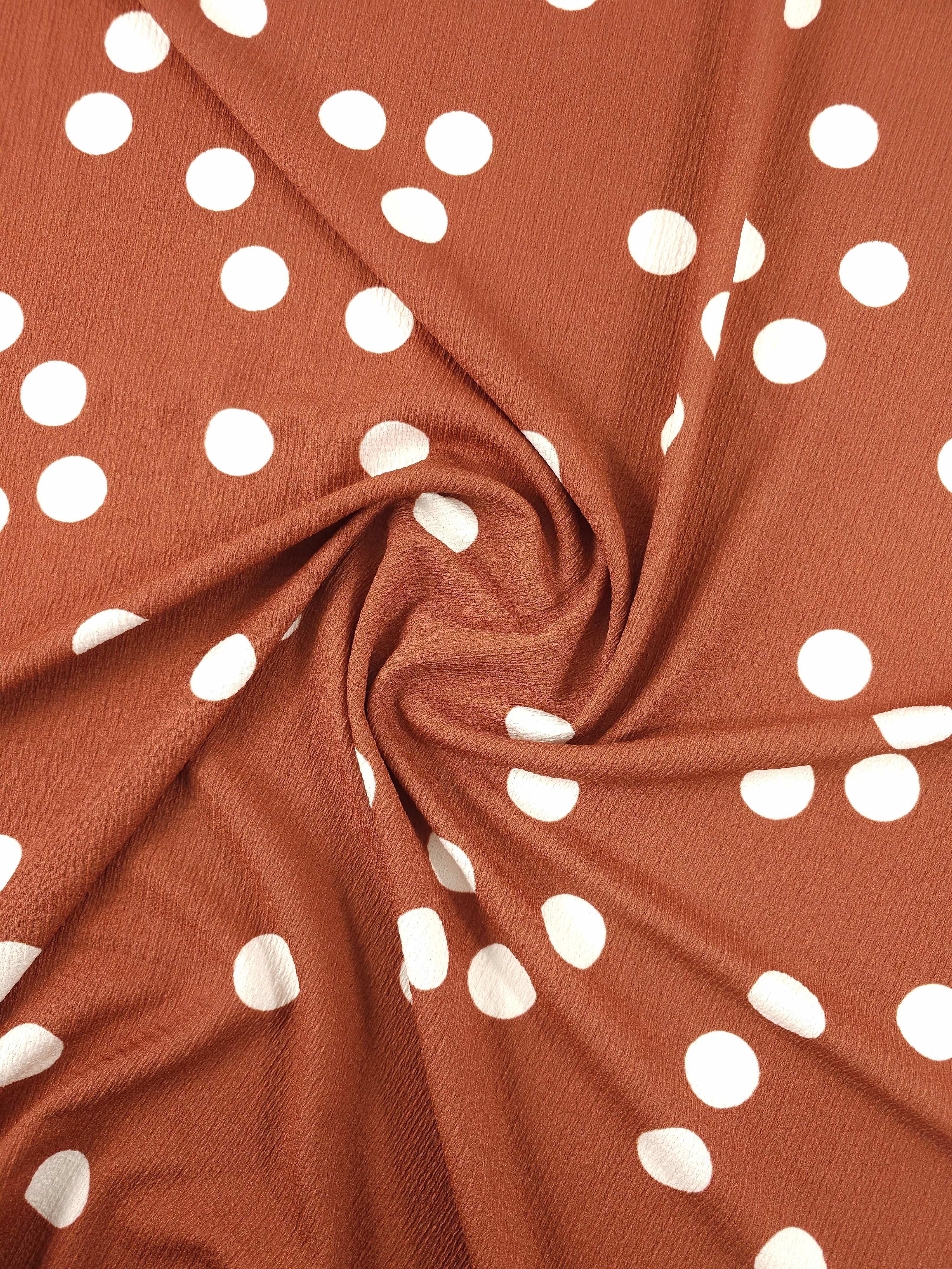 Rust Polka Dot Crinkle Poly Jersey