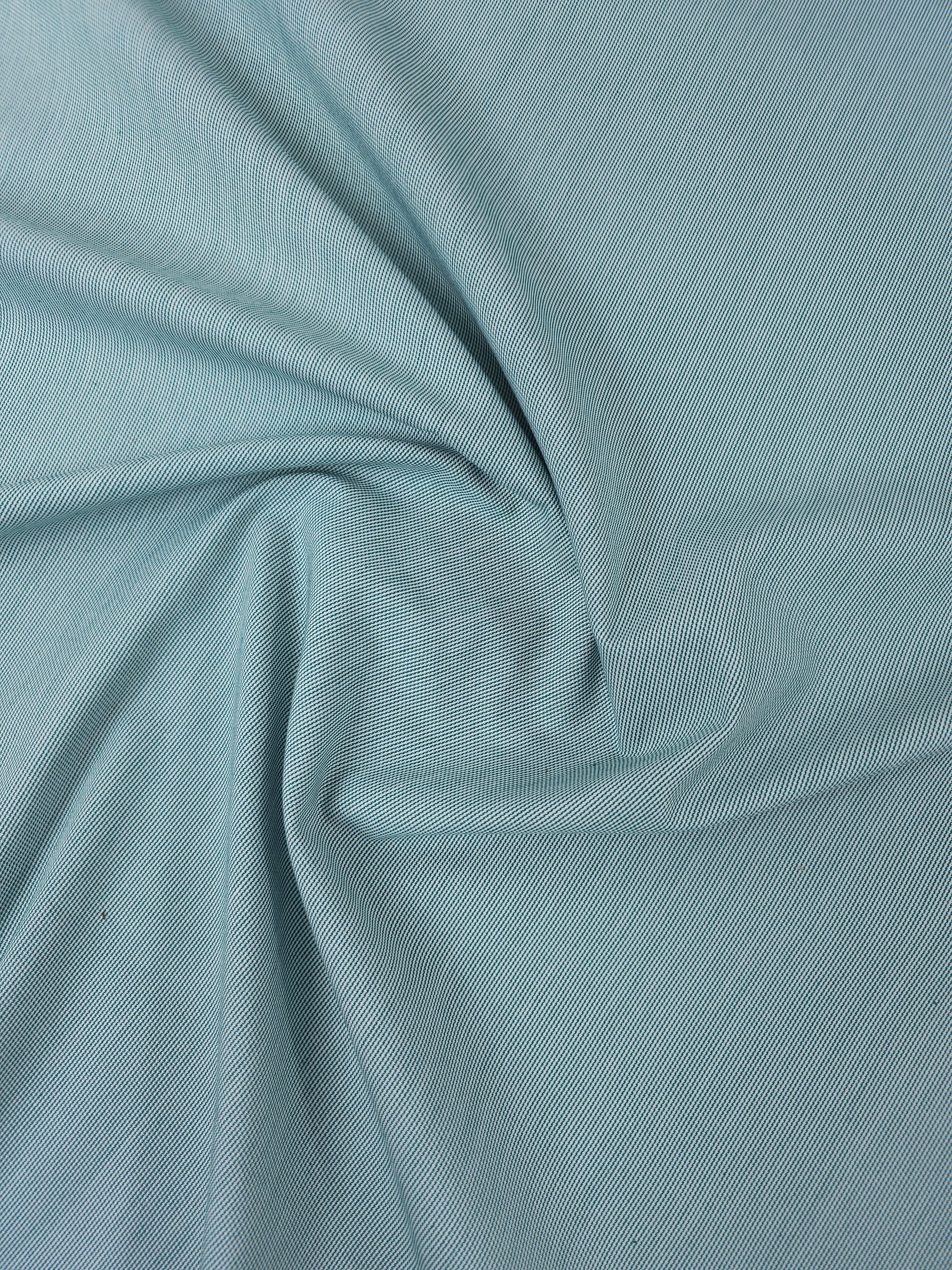 Green/White Pinstripe Poly Cotton Suiting