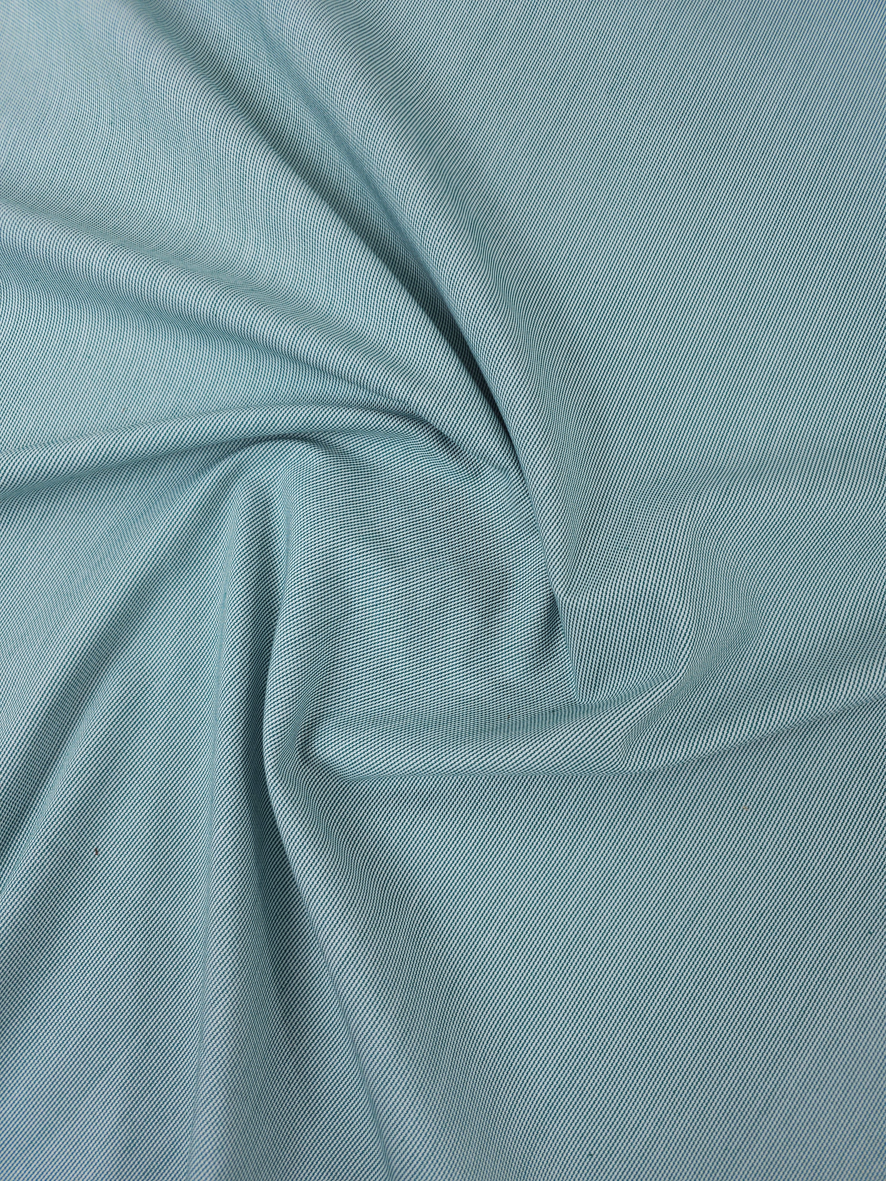 Green/White Pinstripe Poly Cotton Suiting