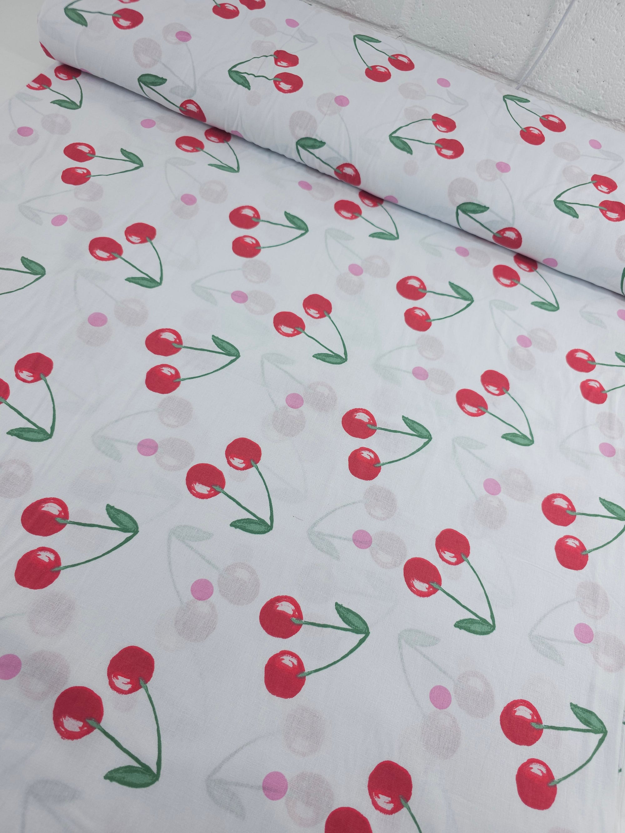 Ditsy Floating Cherry Polka 100% Cotton 100" *EXTRA WIDE*