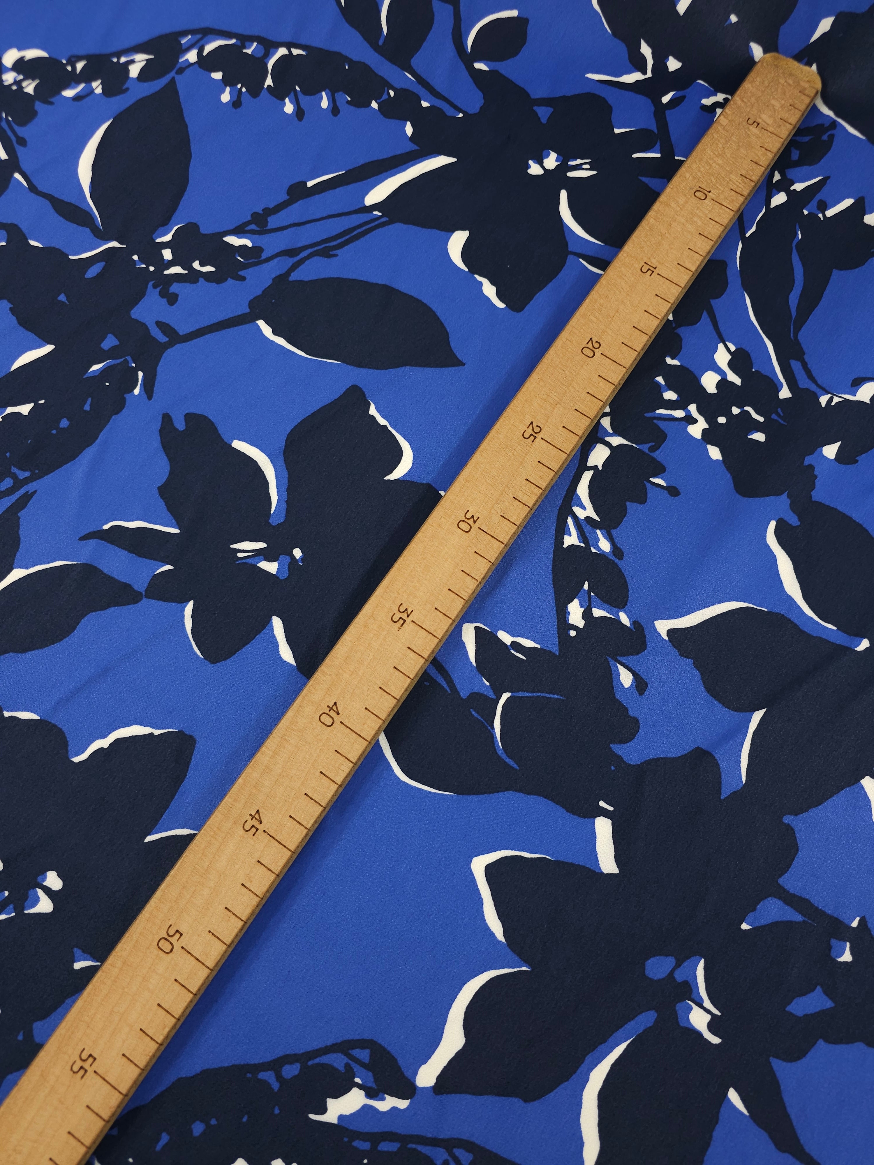 Navy/Blue Floral Crepe Backed Satin *DEFECT*