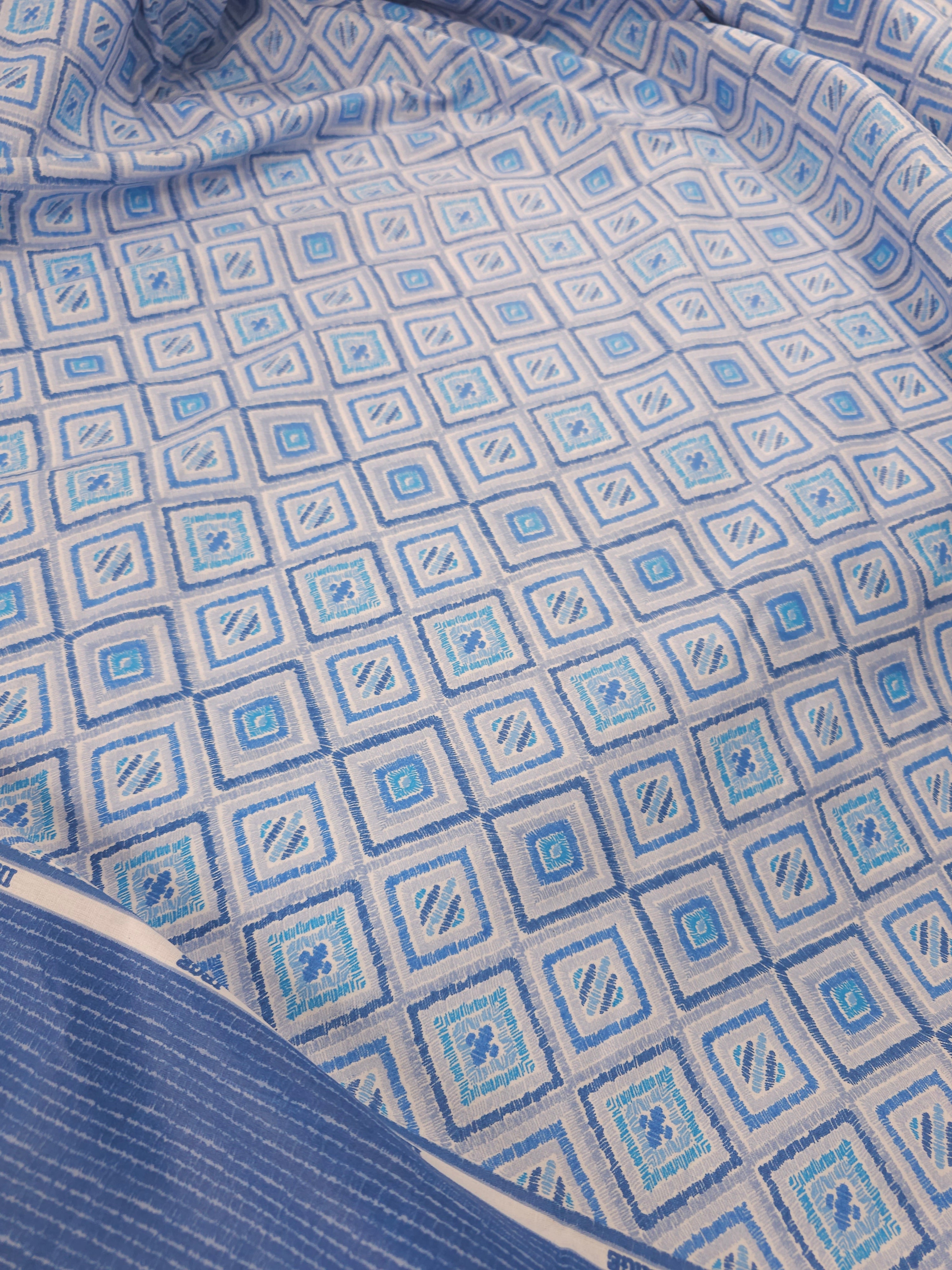 Blue Geo Diamond Tile 100% Cotton 114” *EXTRA WIDE*