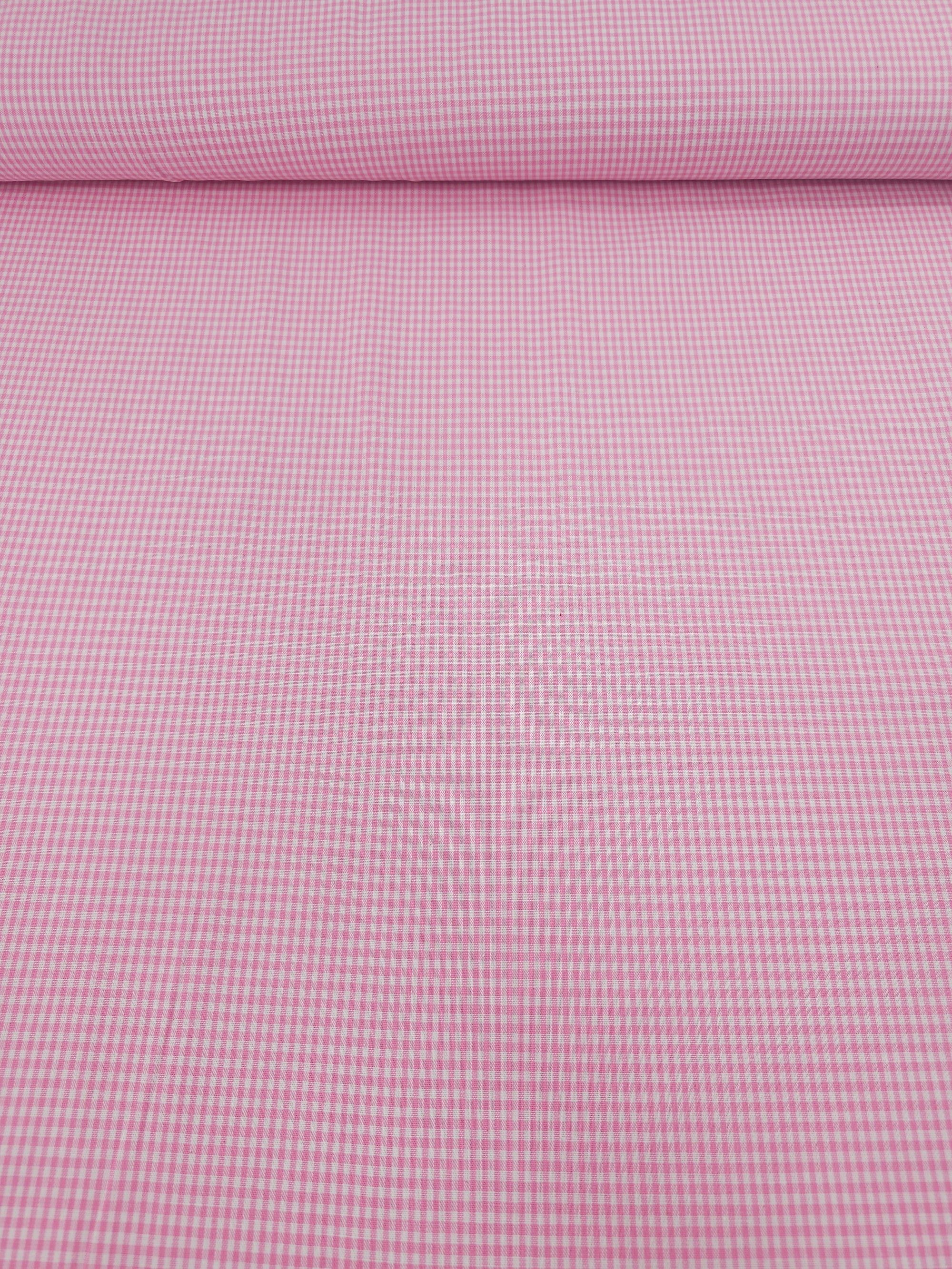 Pink Mini Gingham 100% Cotton 55"