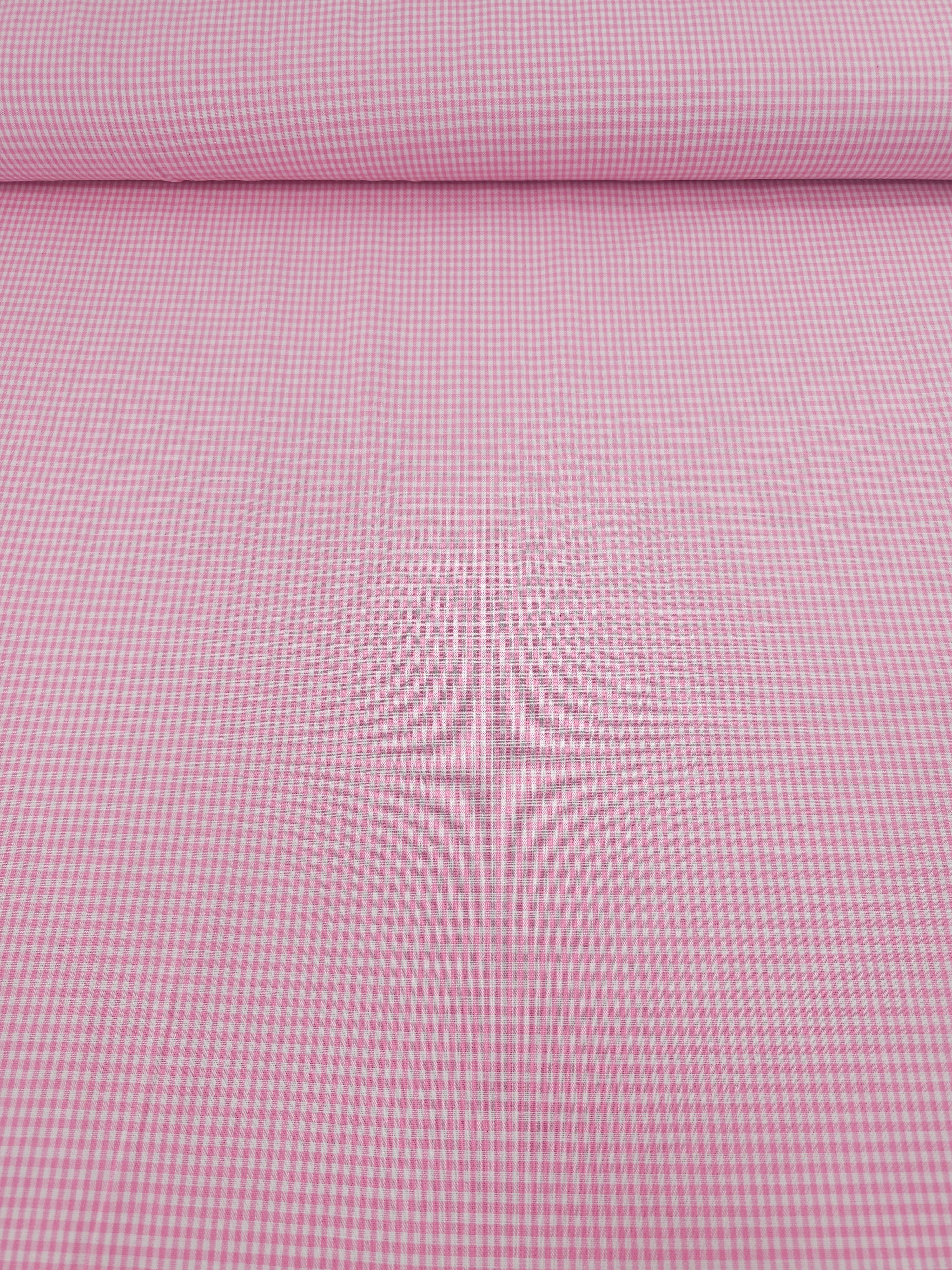 Pink Mini Gingham 100% Cotton 55"