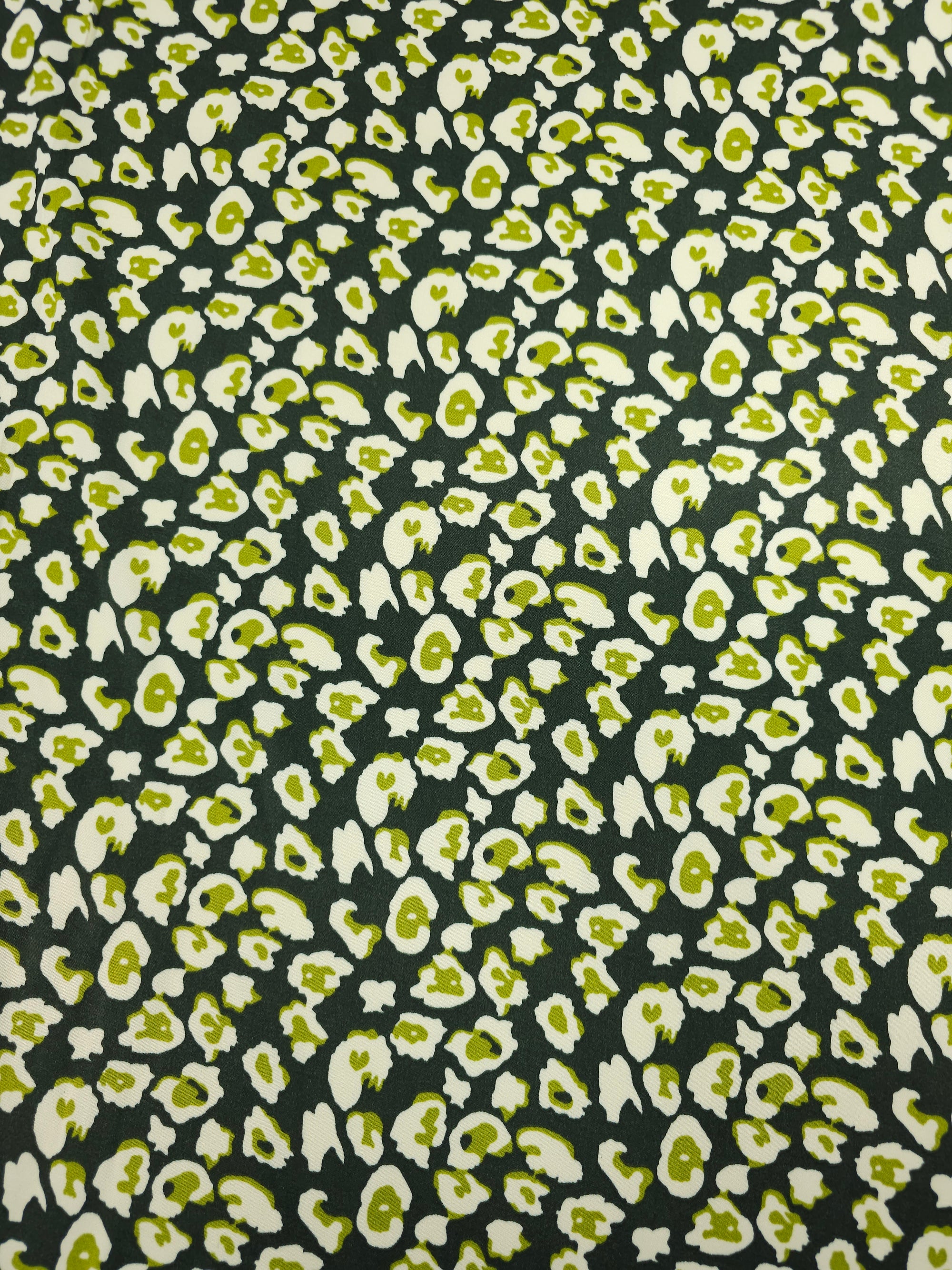 Forest Green/Lime Abstract Leopard Viscose Satin