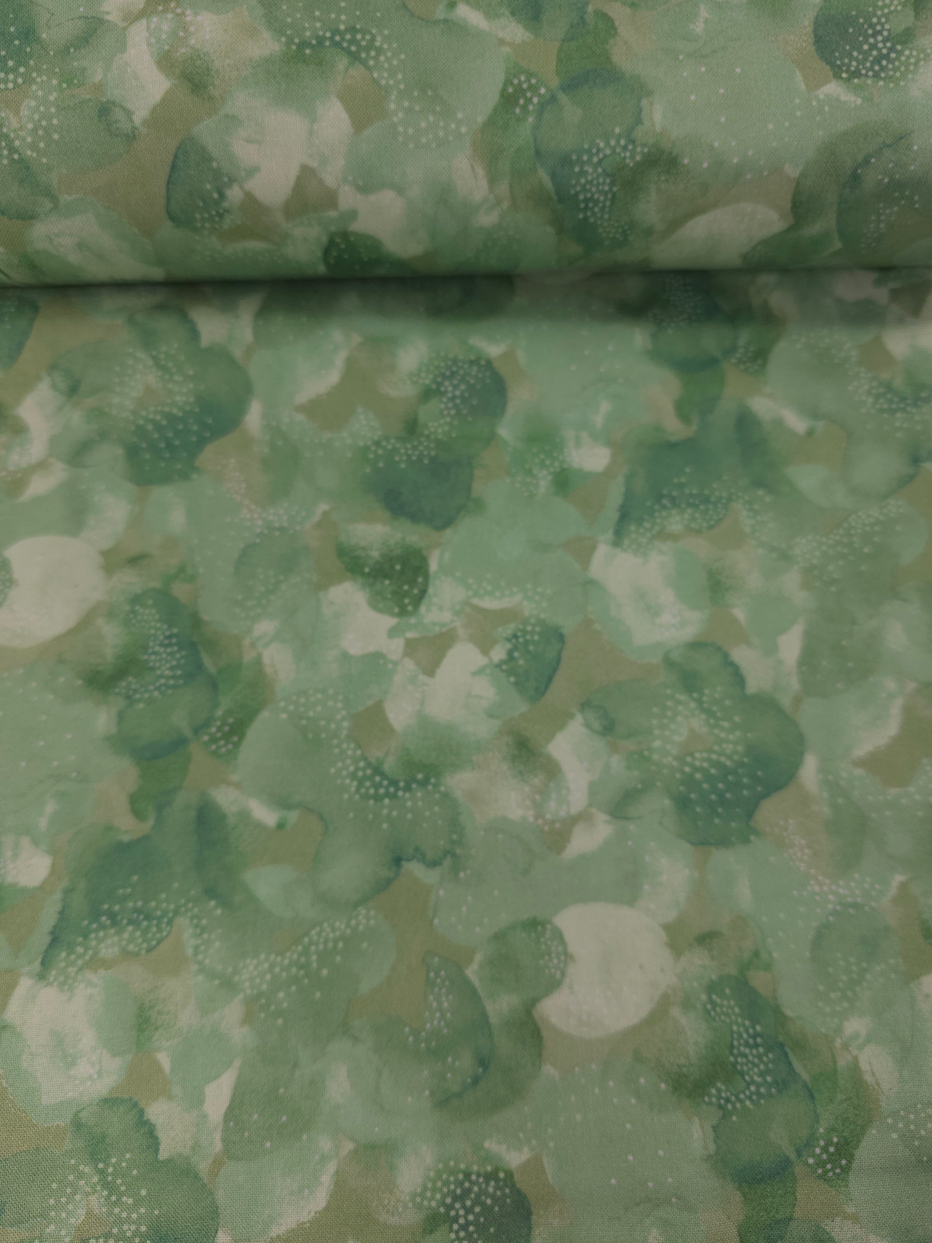 Sage Green Abstract Speckle Splodge 100% Cotton