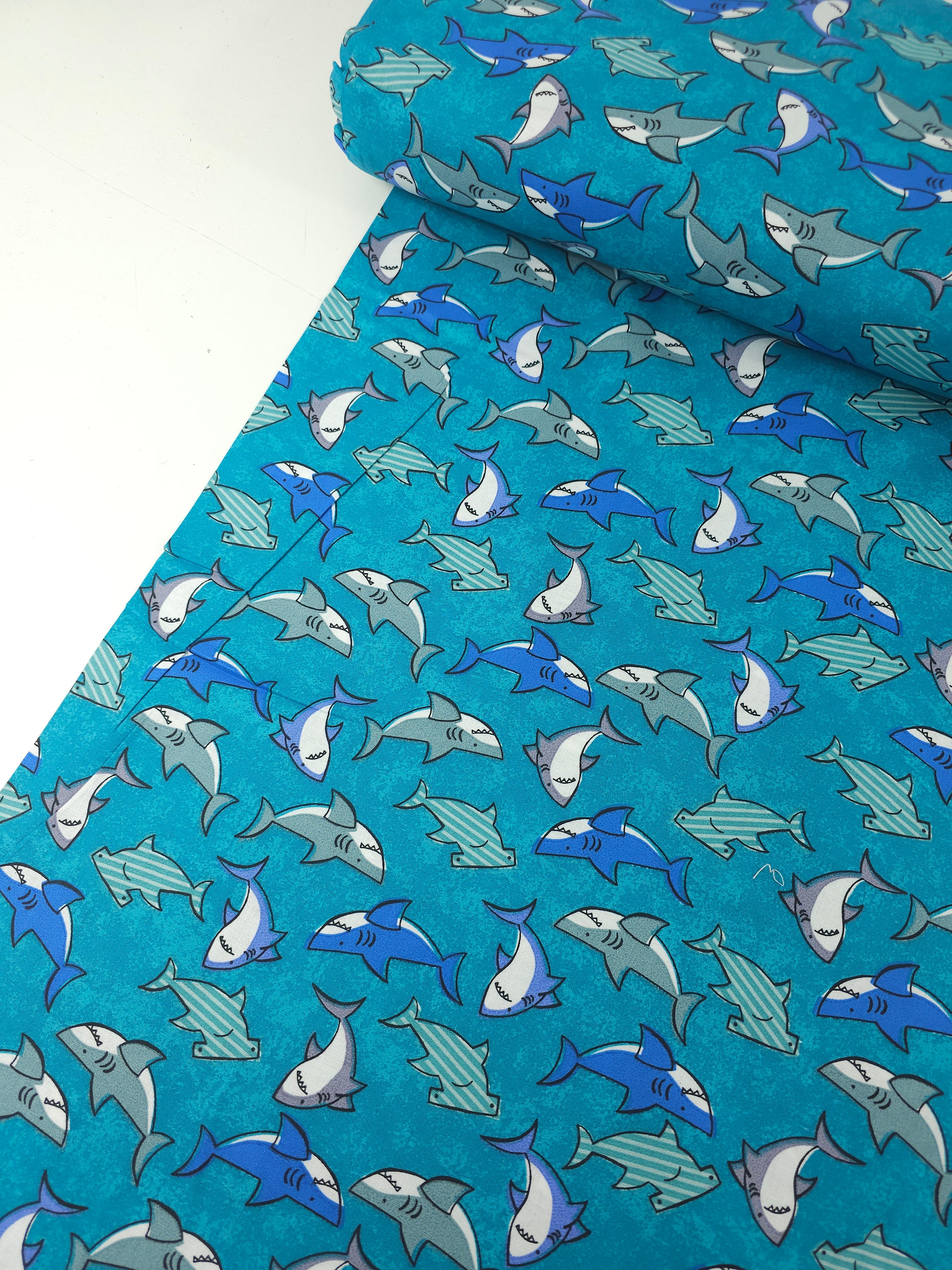 Teal Shark 100% Cotton