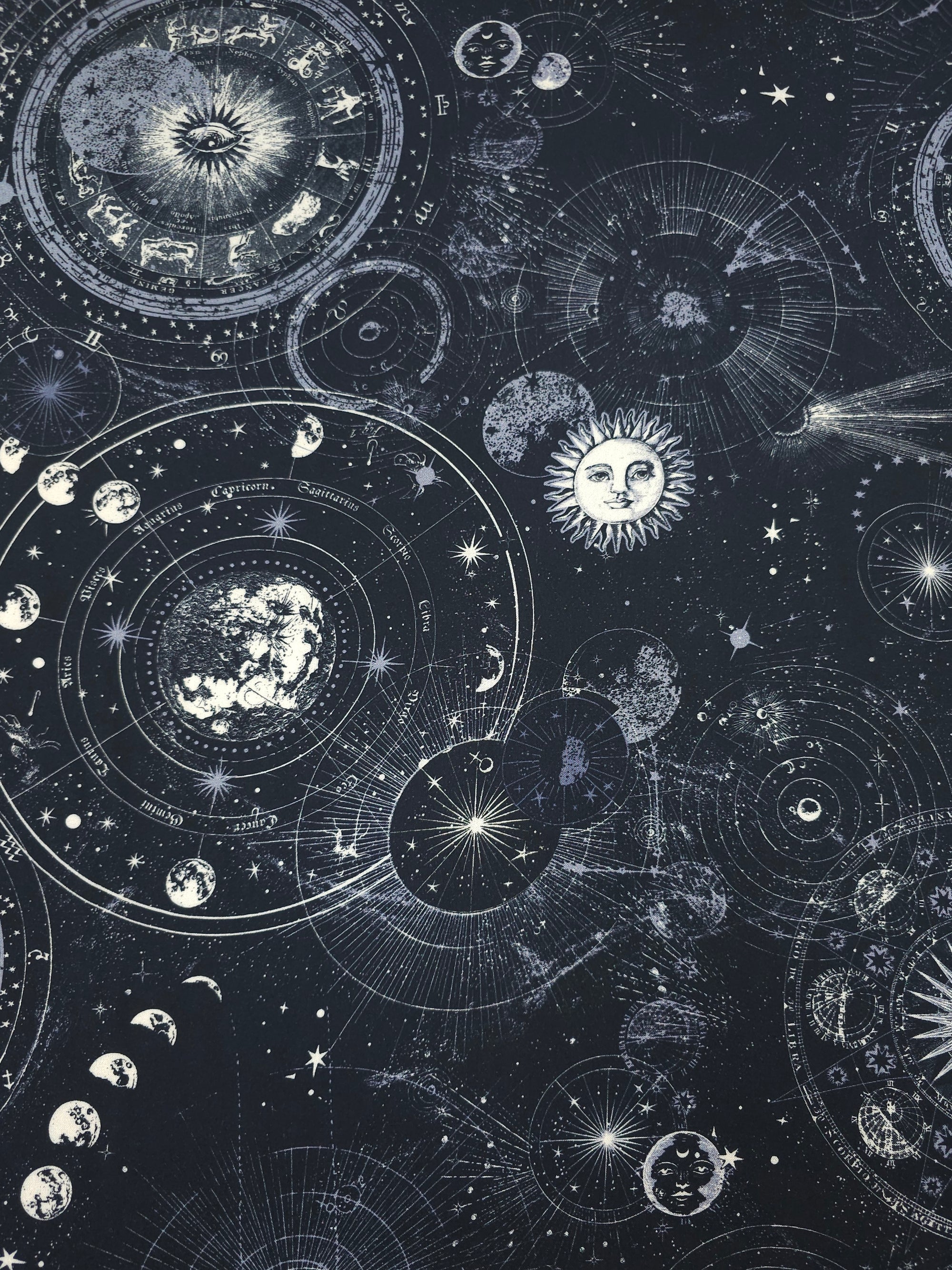 Celestial Moon Phase Horoscope Viscose Challis *Disturbia*