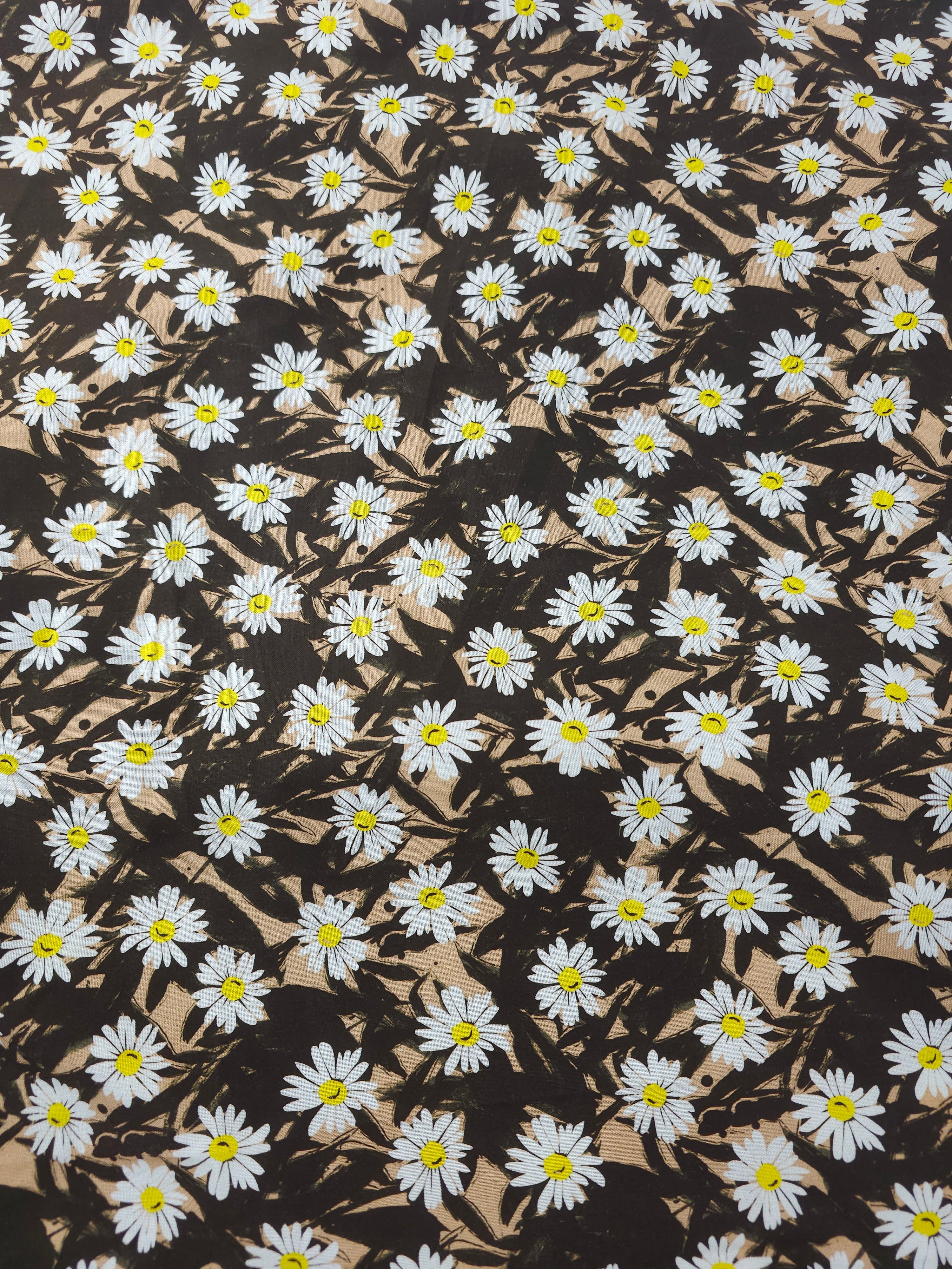 Brown daisy Cotton- 3m piece