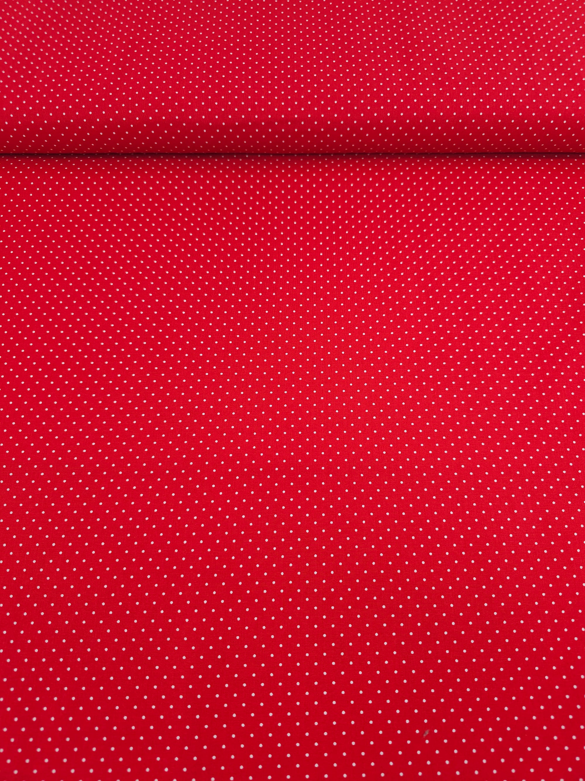 Red Micro Polka Dot Lightweight Cotton 60"