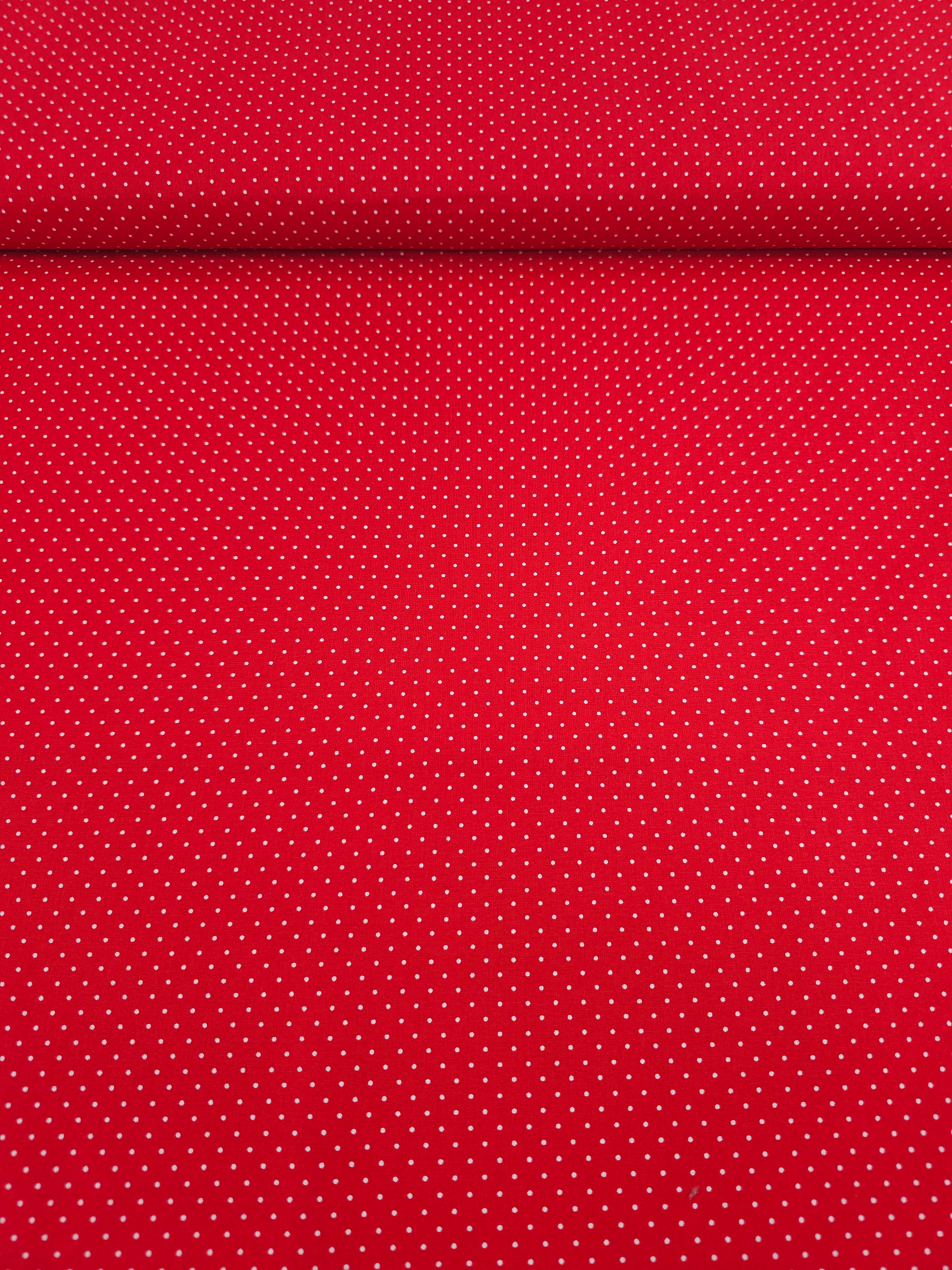 Red Micro Polka Dot Lightweight Cotton 60"