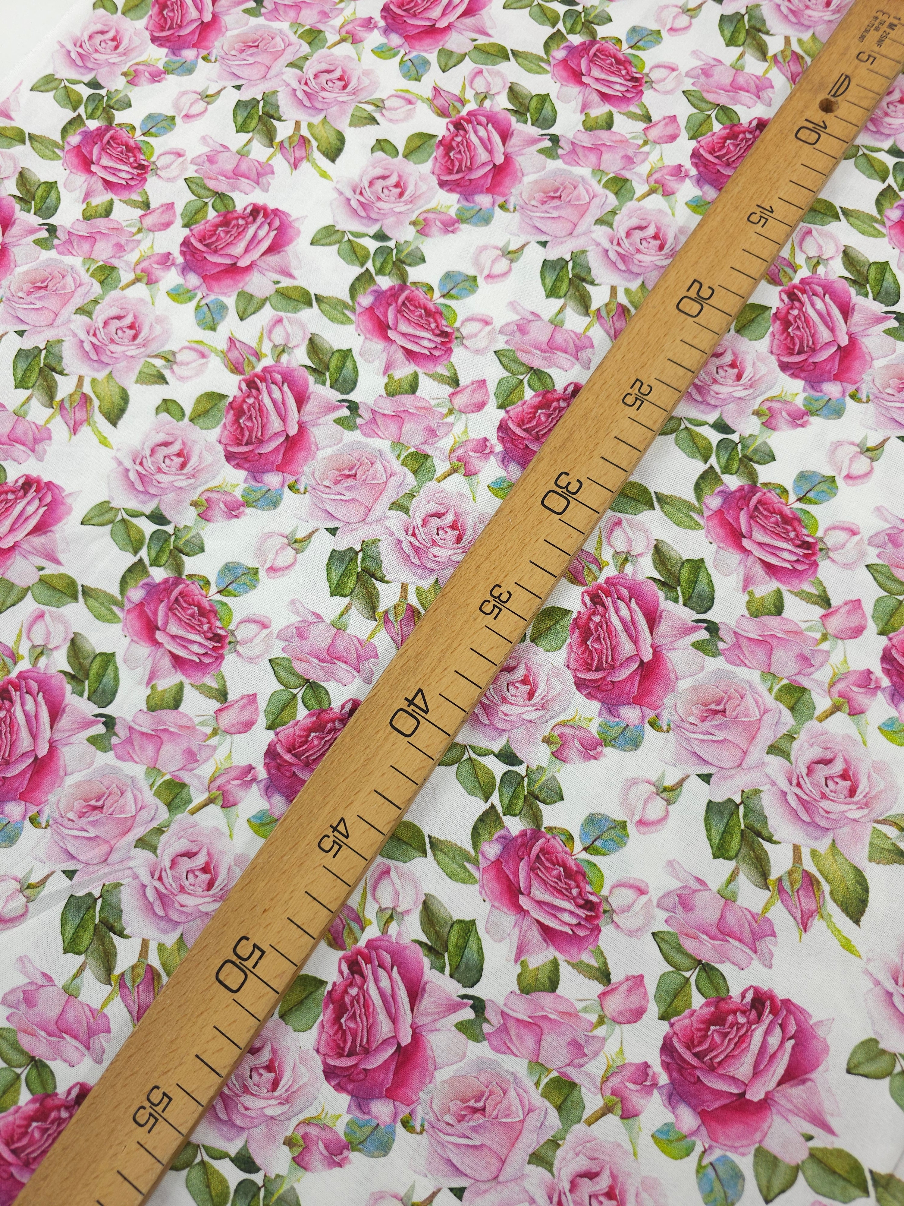 Magenta/Pink Vintage Roses 100% Cotton