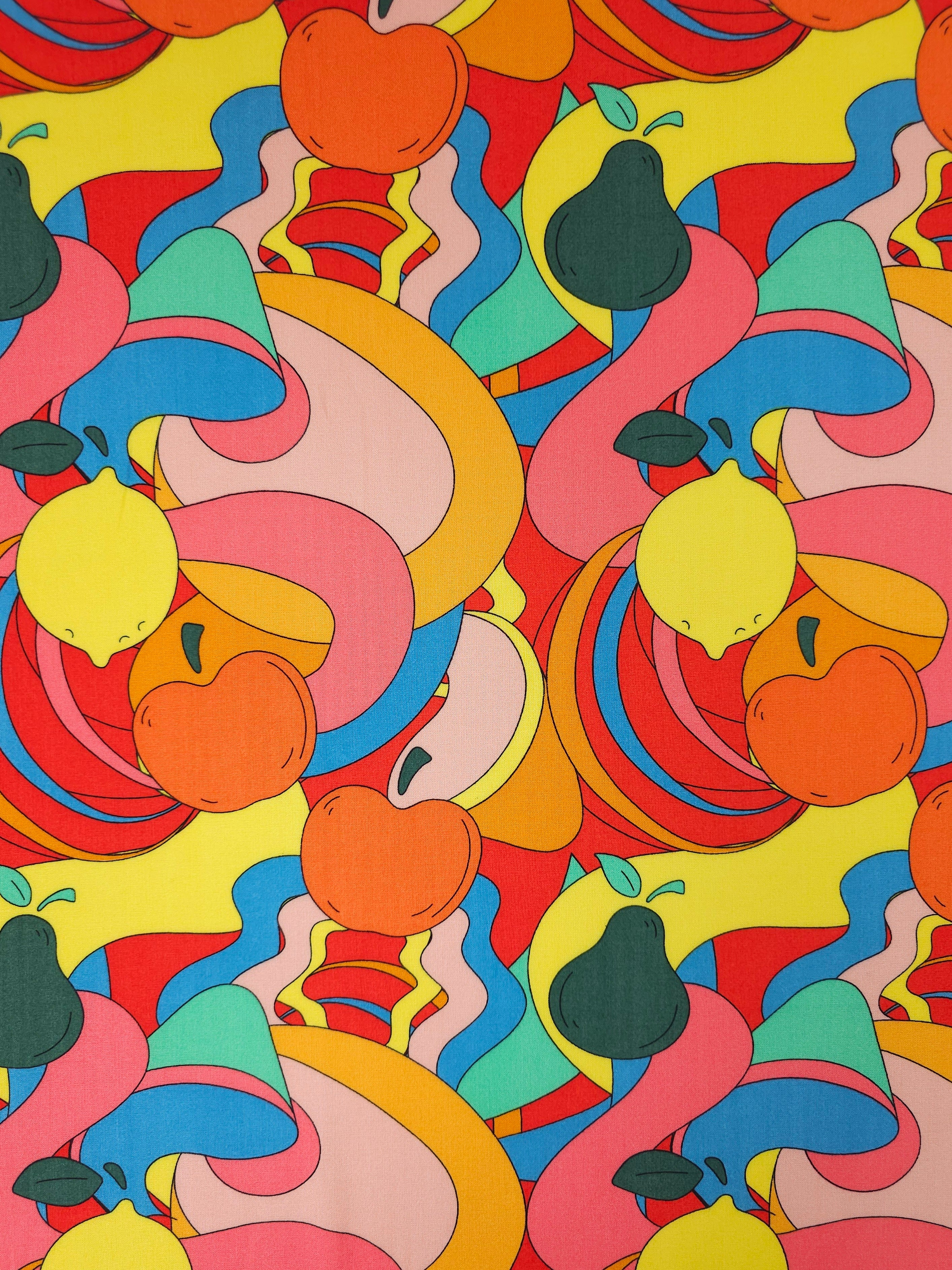 Quirky Swirl Fruit Viscose Challis