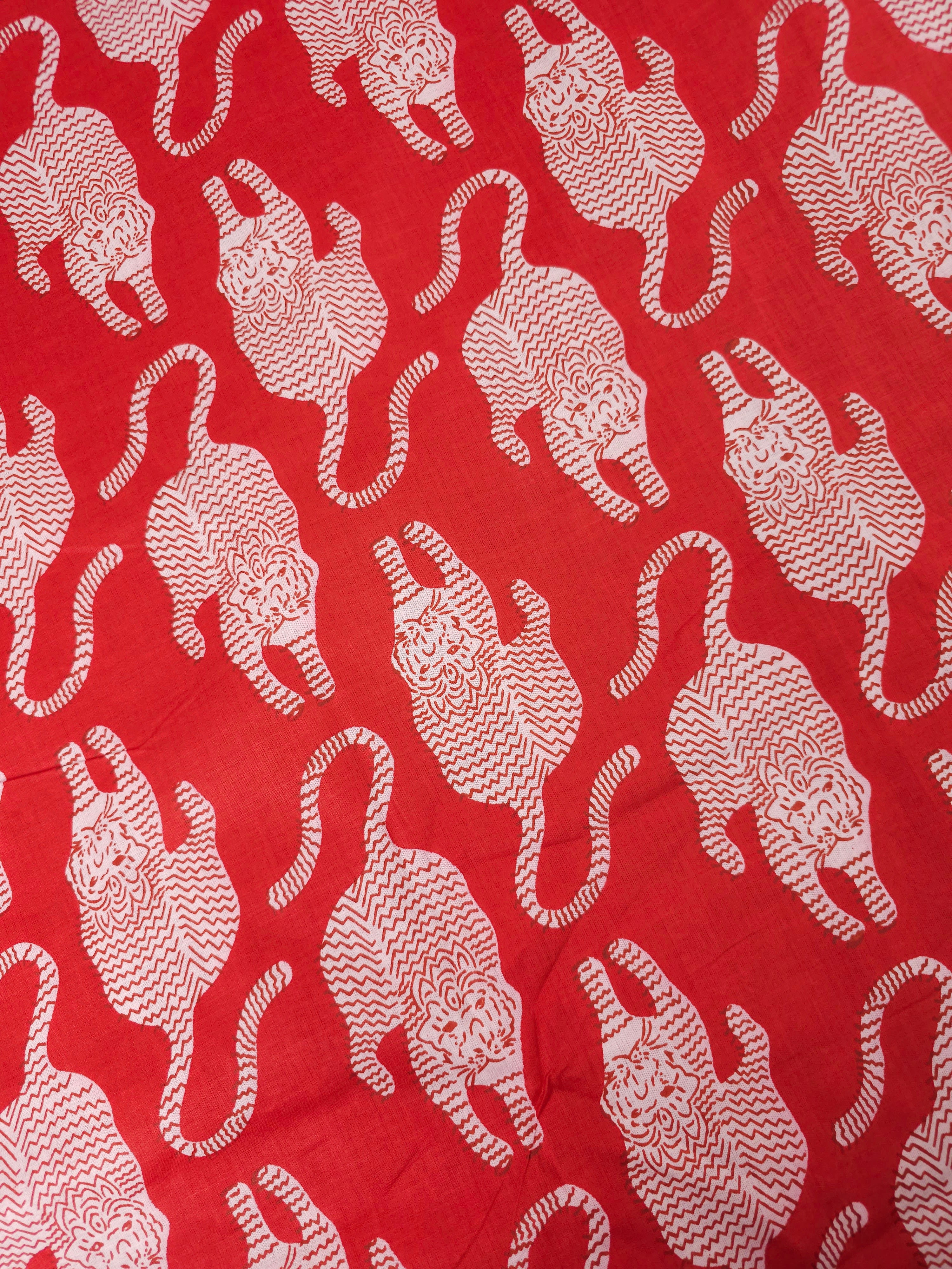 Red Tiger Block Print Cotton