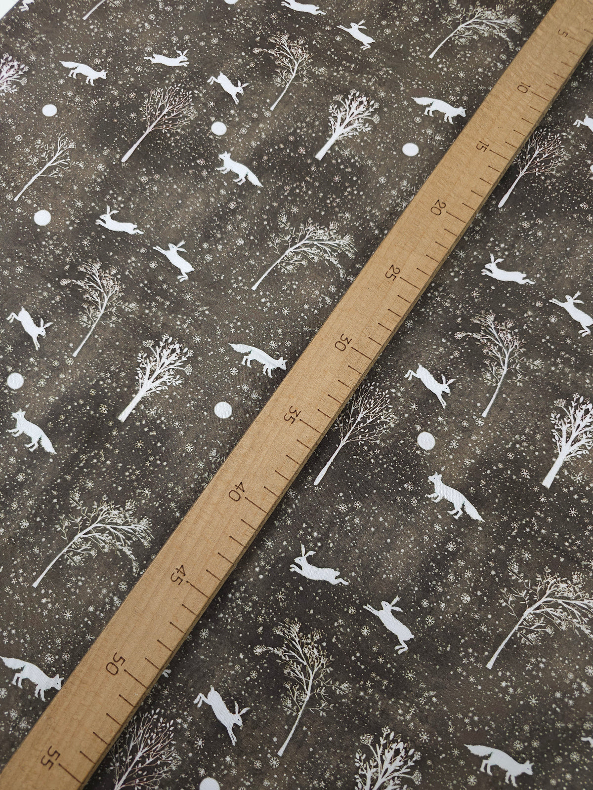 Cool Brown Winter Night Snowy Fable 100% Cotton - Robert Kaufman