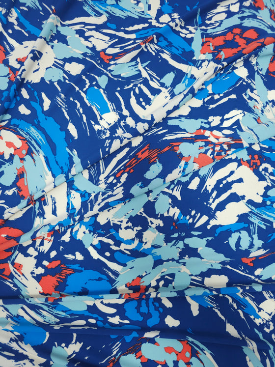 Blue Abstract Brushstroke Poly Jersey