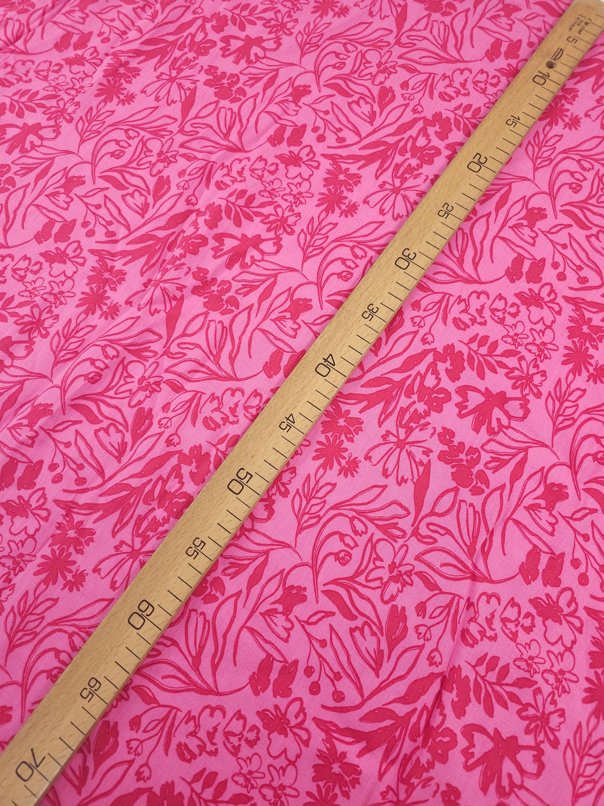 Pink/Berry Sketch Floral Field Viscose
