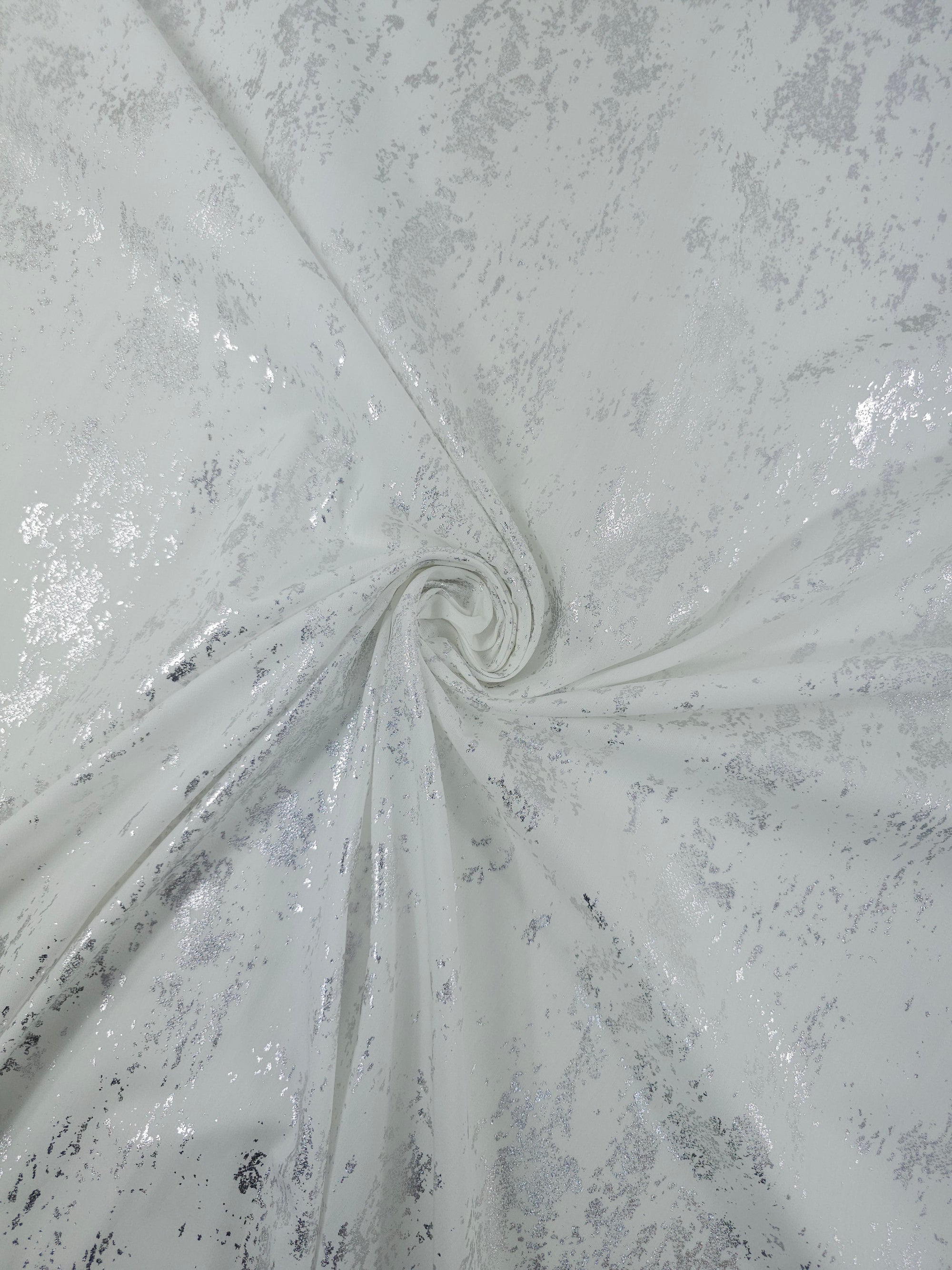 White/Silver Foil Static Cotton Poplin