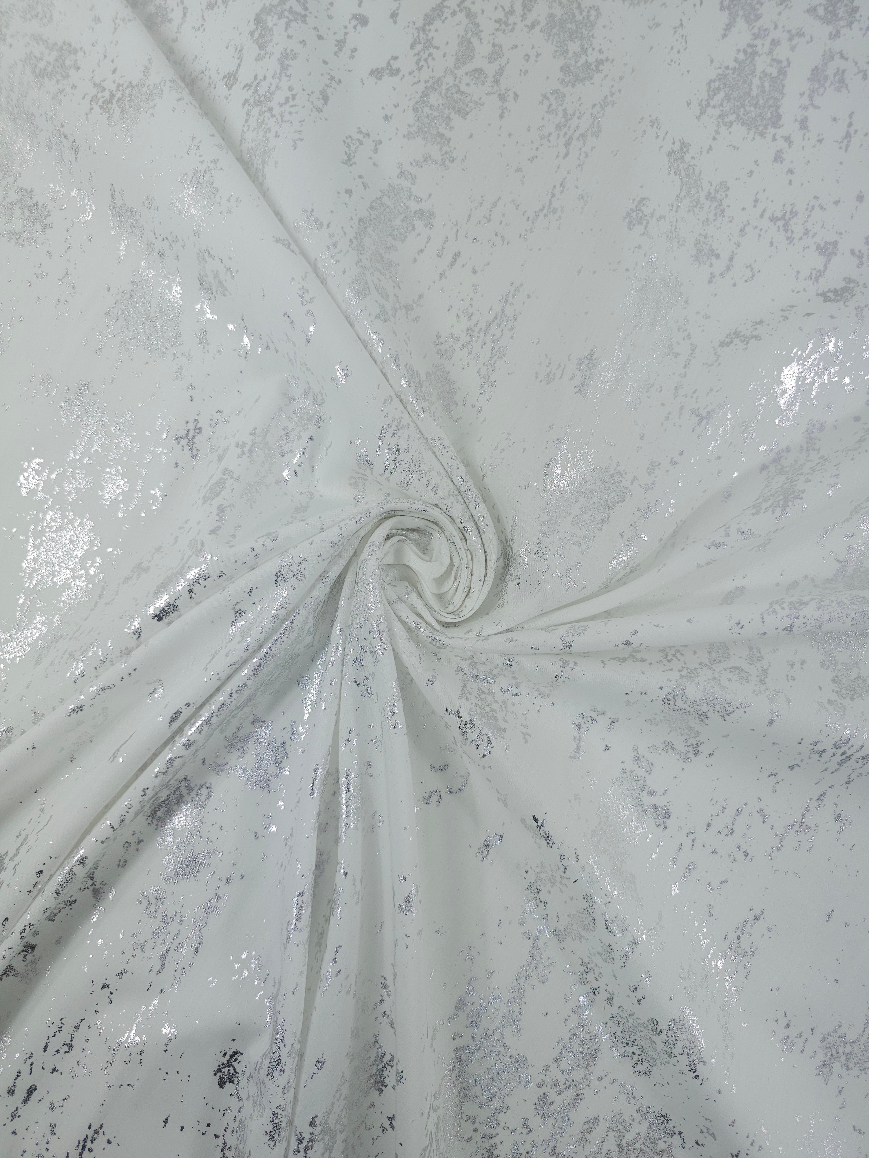 White/Silver Foil Static Cotton Poplin