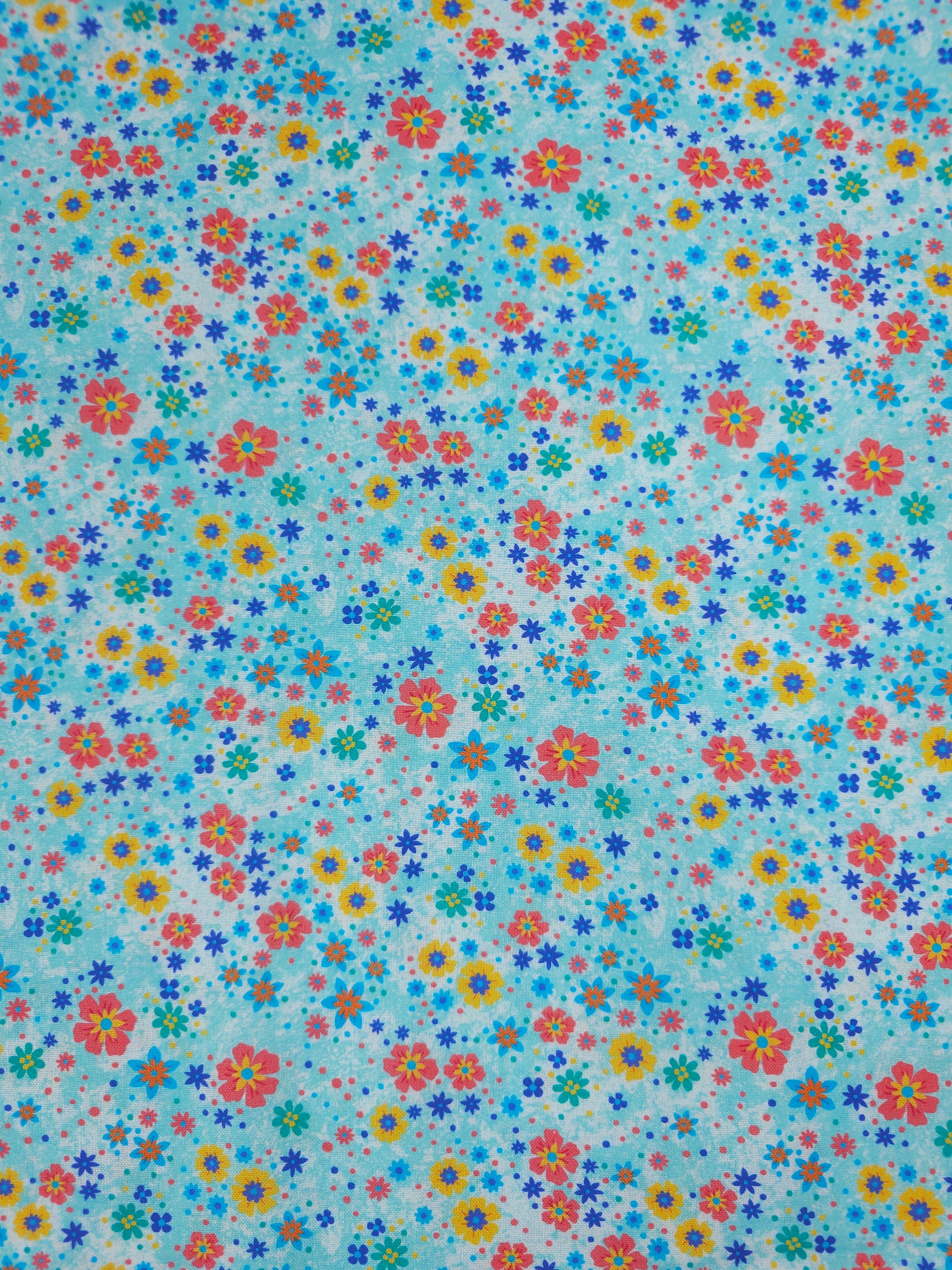 Light Blue Floral Meadow 100% Cotton - Michael Miller