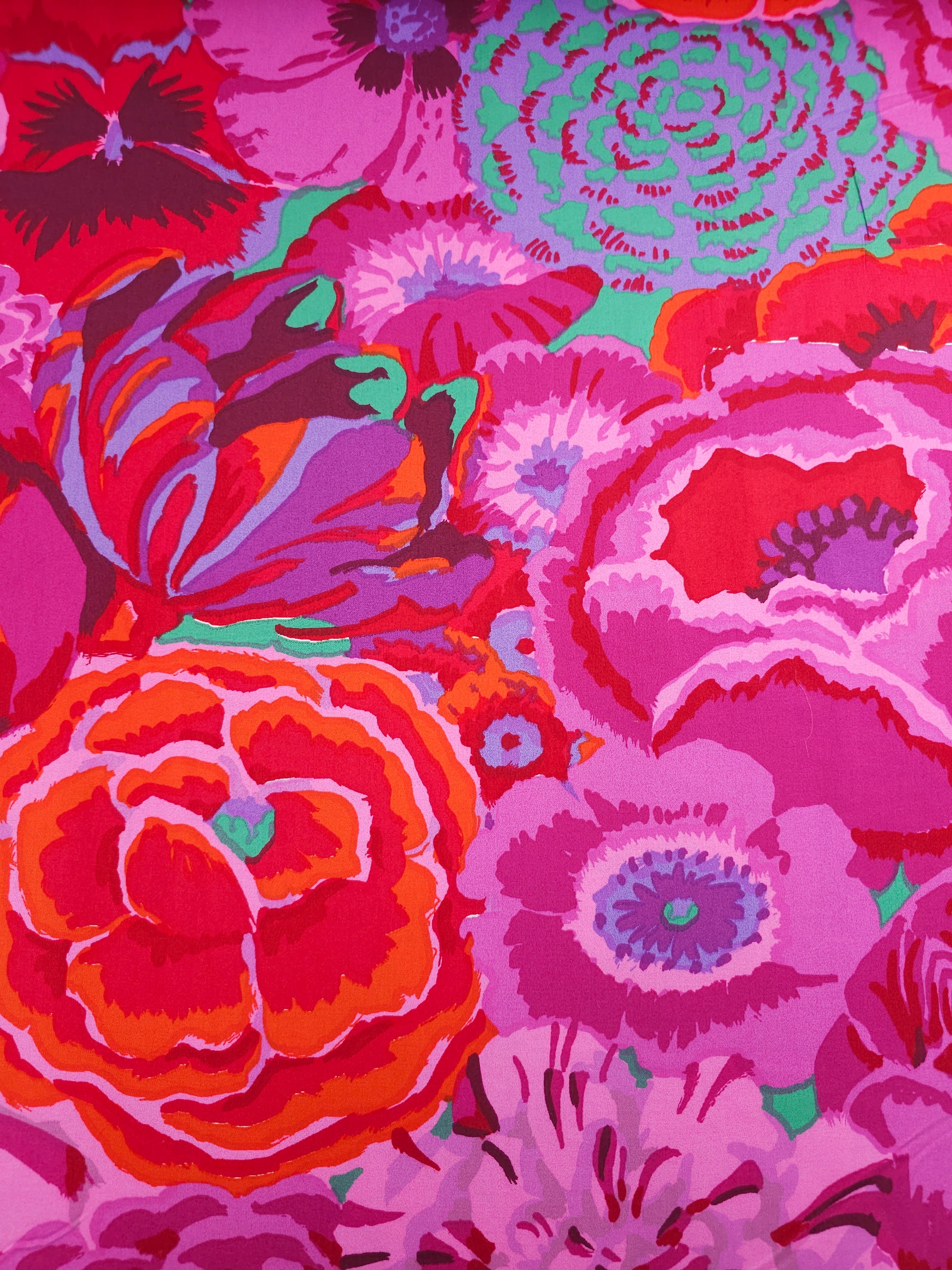 Magenta Bekah Floral Cotton Sateen 108" - Kaffe Fassett *EXTRA WIDE*