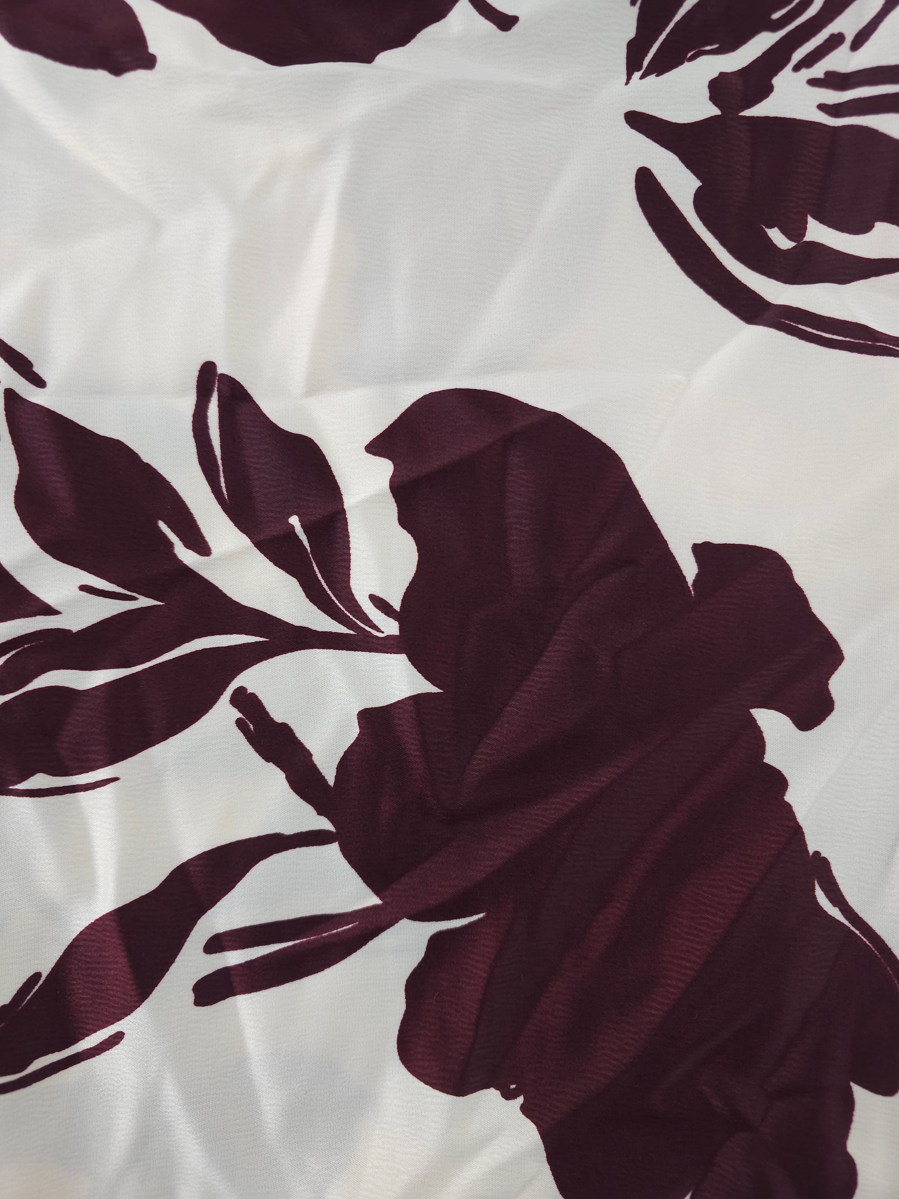 Block coloured leaves Viscose sateen- 2m piece