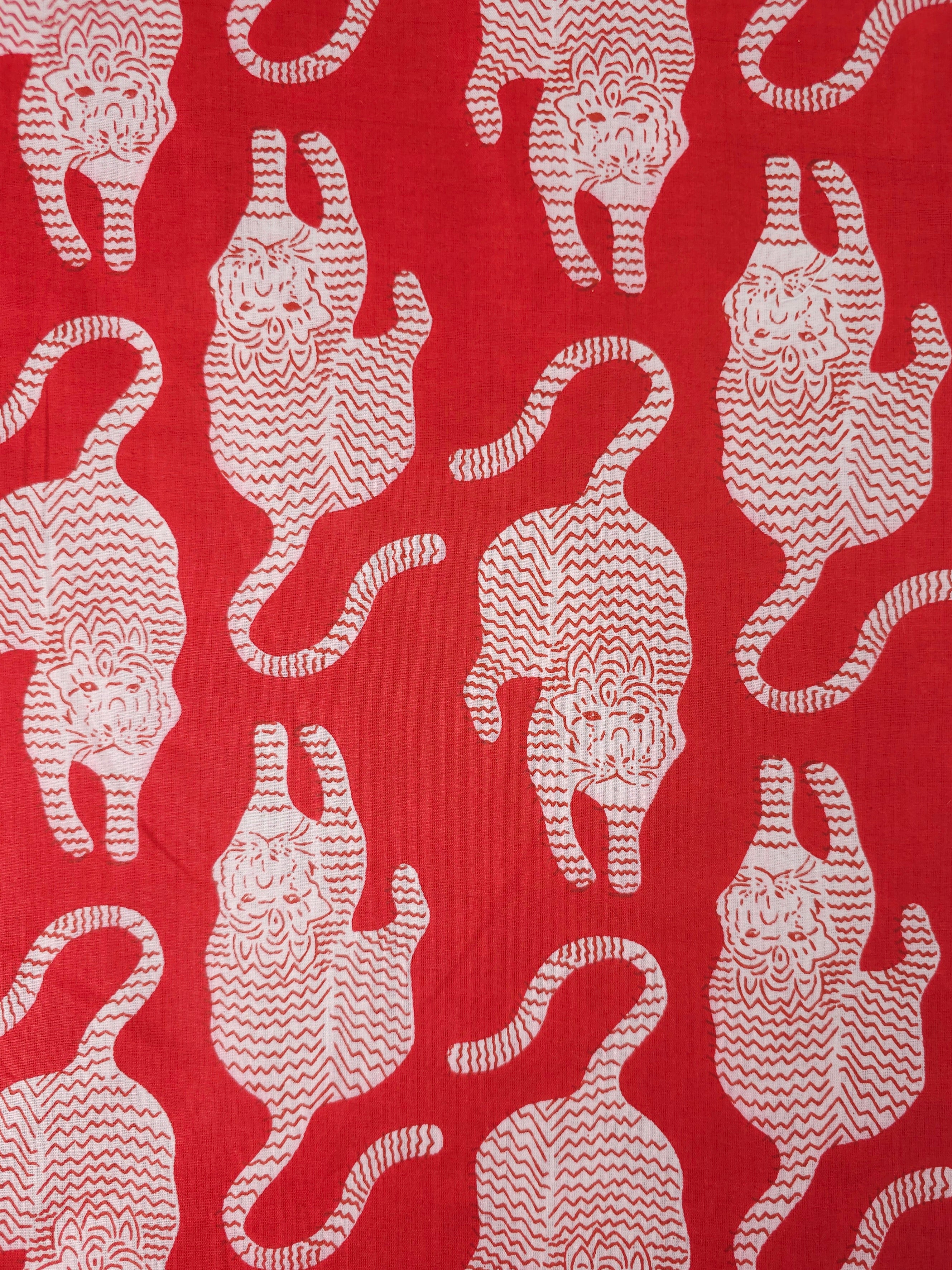 Red Tiger Block Print Cotton