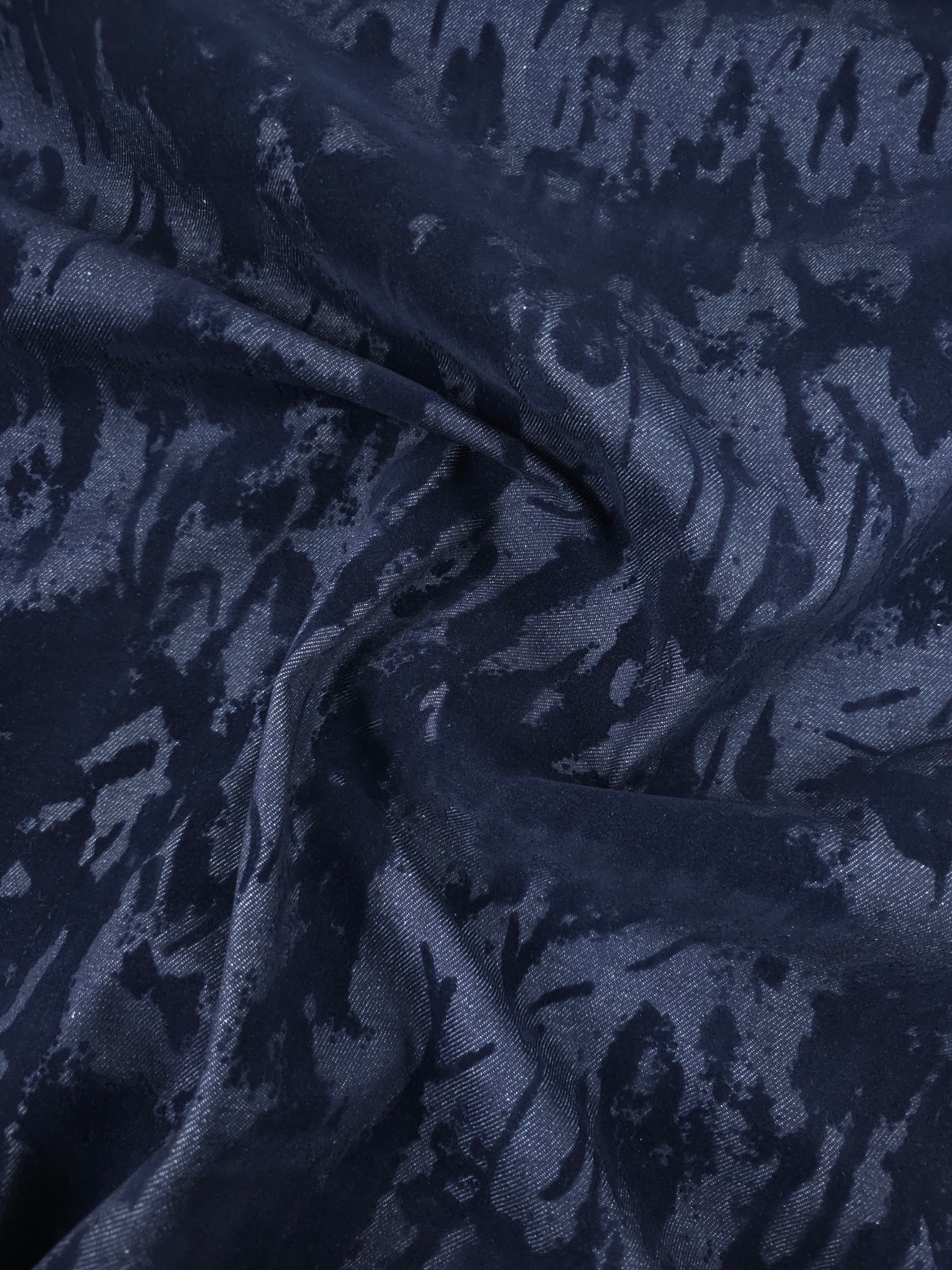 Indigo Navy Static Velvet Burnout Denim