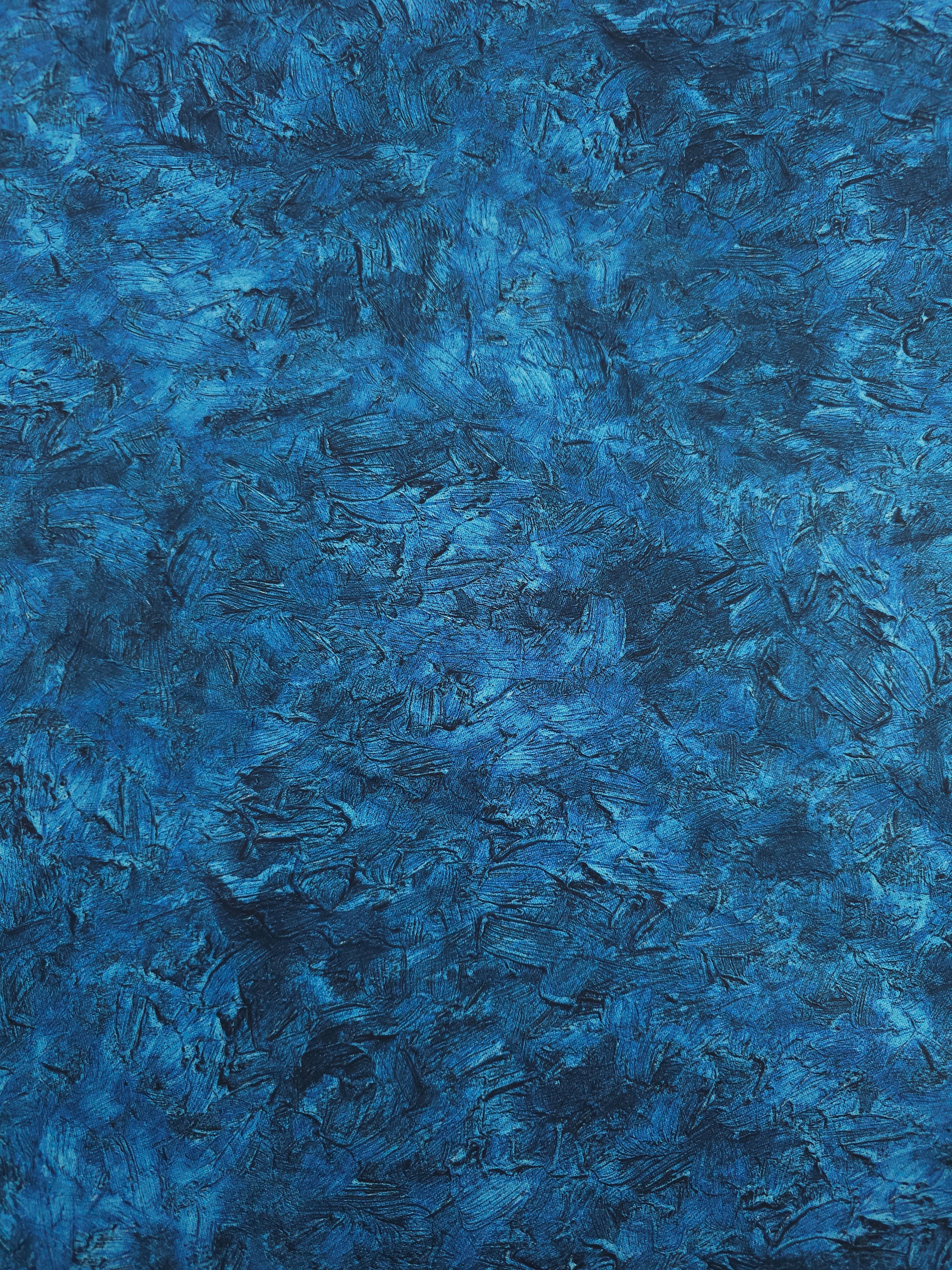 Petrol Blue Paint Swash Van Gogh 100% Cotton