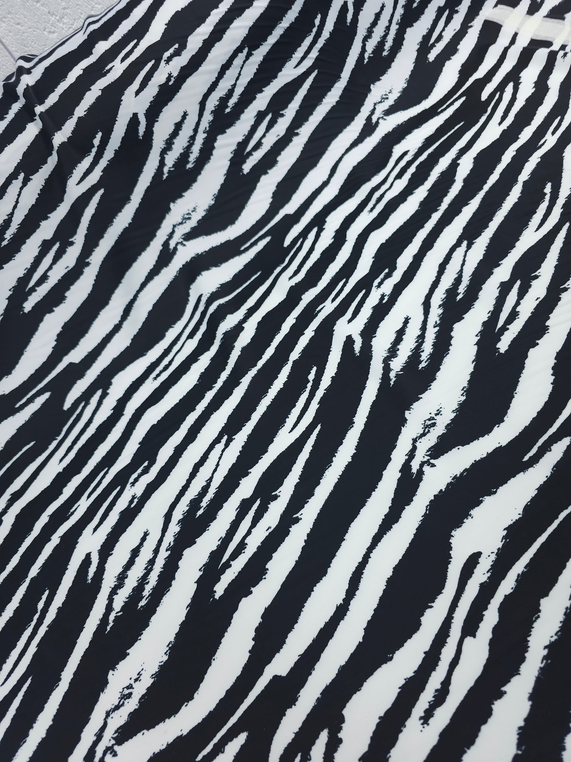 Black/White Zebra Stripe Crinkle Satin Stretch