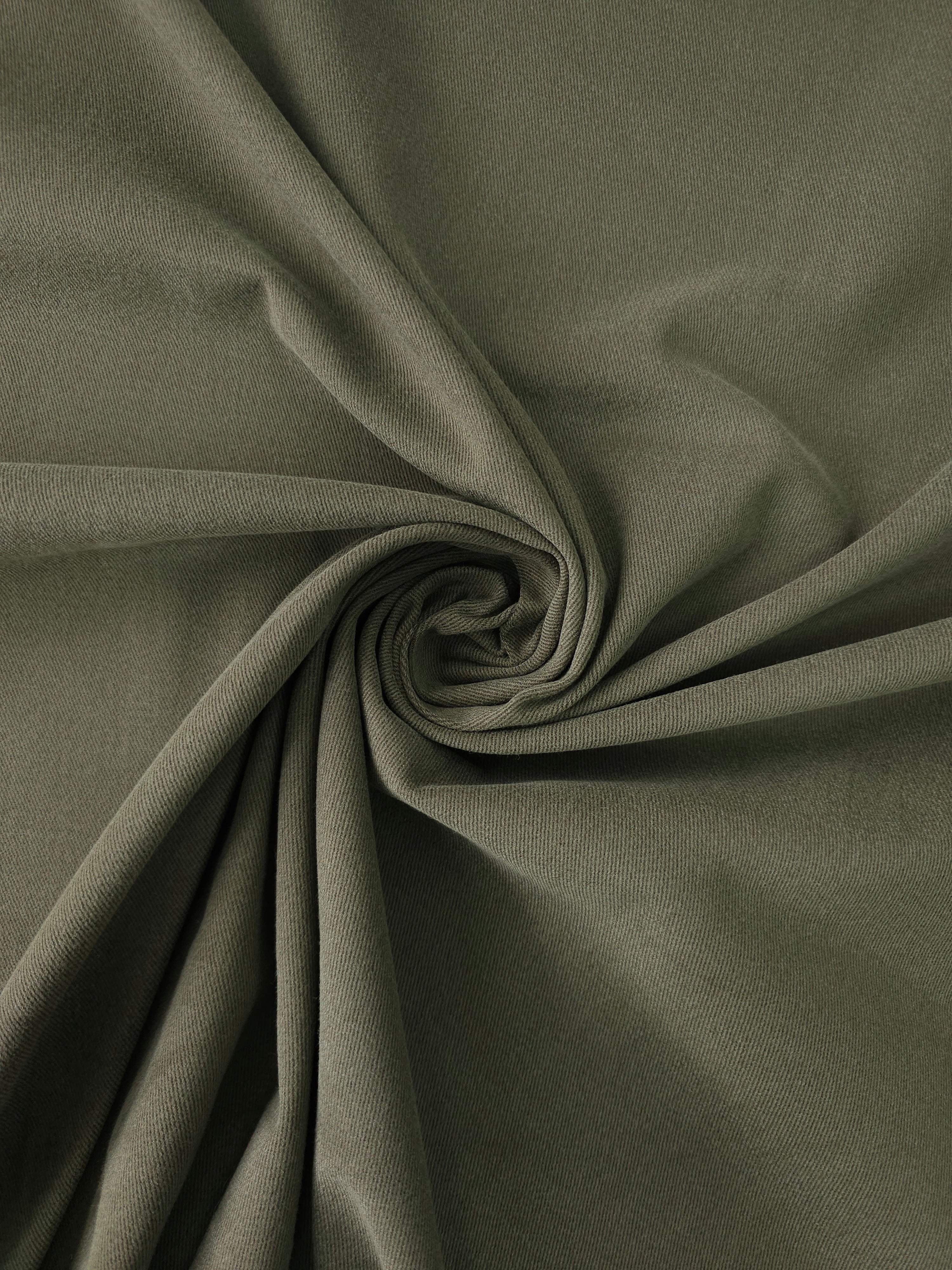 Khaki Brushed Cotton Twill