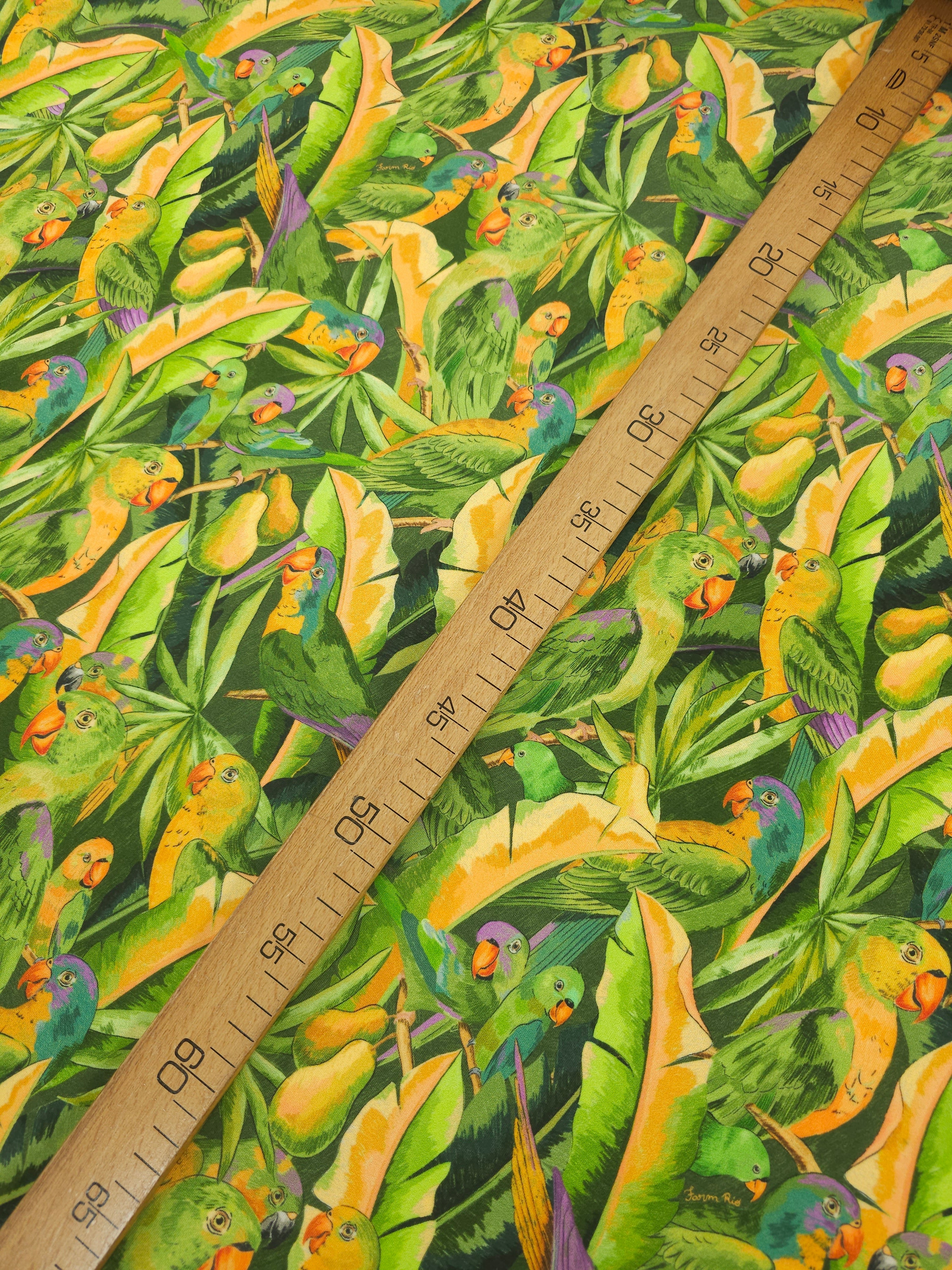 Parrot Festival Slinky Rayon Jersey *Farm Rio*