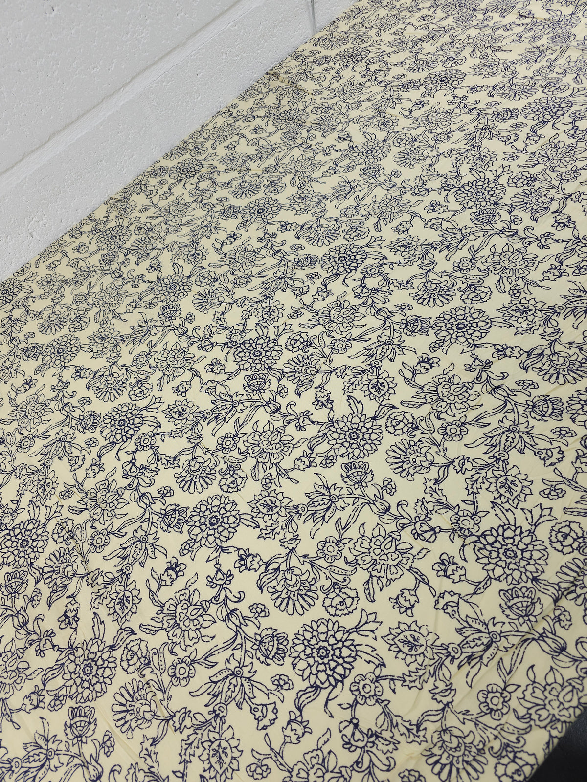 Cream/Navy Vintage Floral Party Viscose Challis