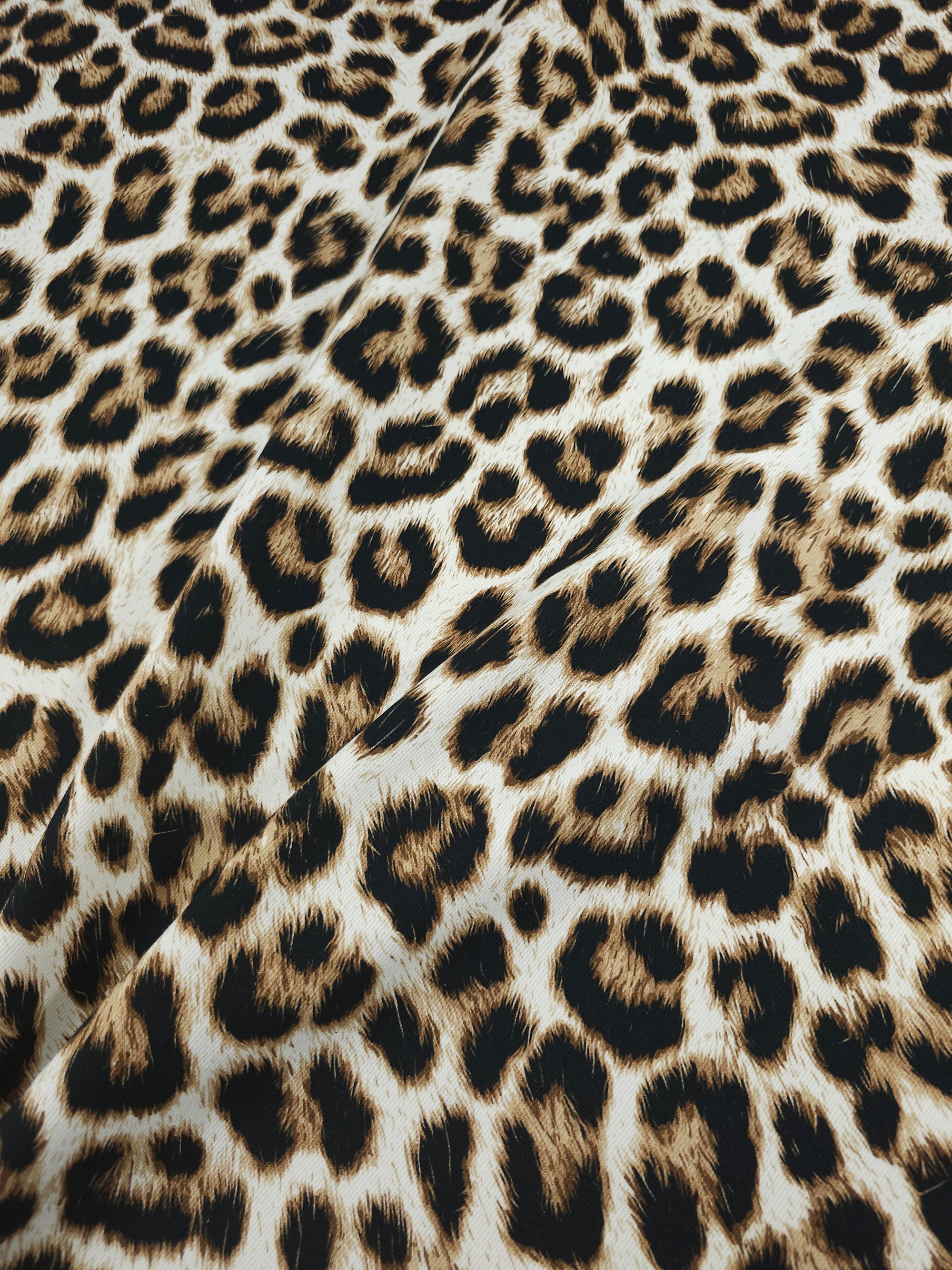 White/Tan Leopard Denim