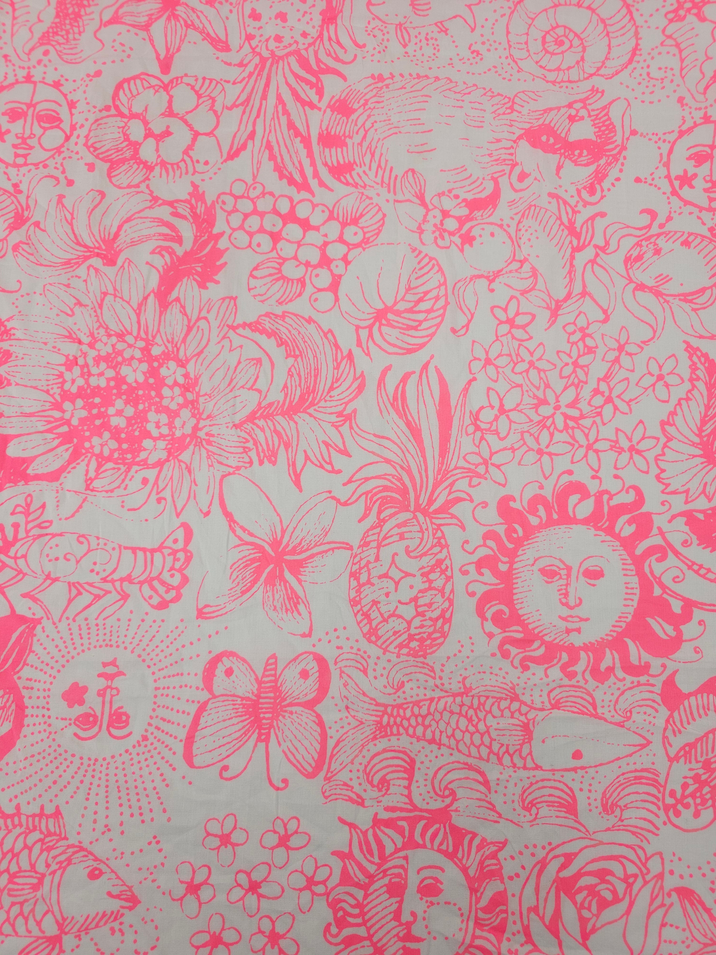 Neon Pink Celestial Sea Floral Lightweight Cotton - Lilly Pulitzer