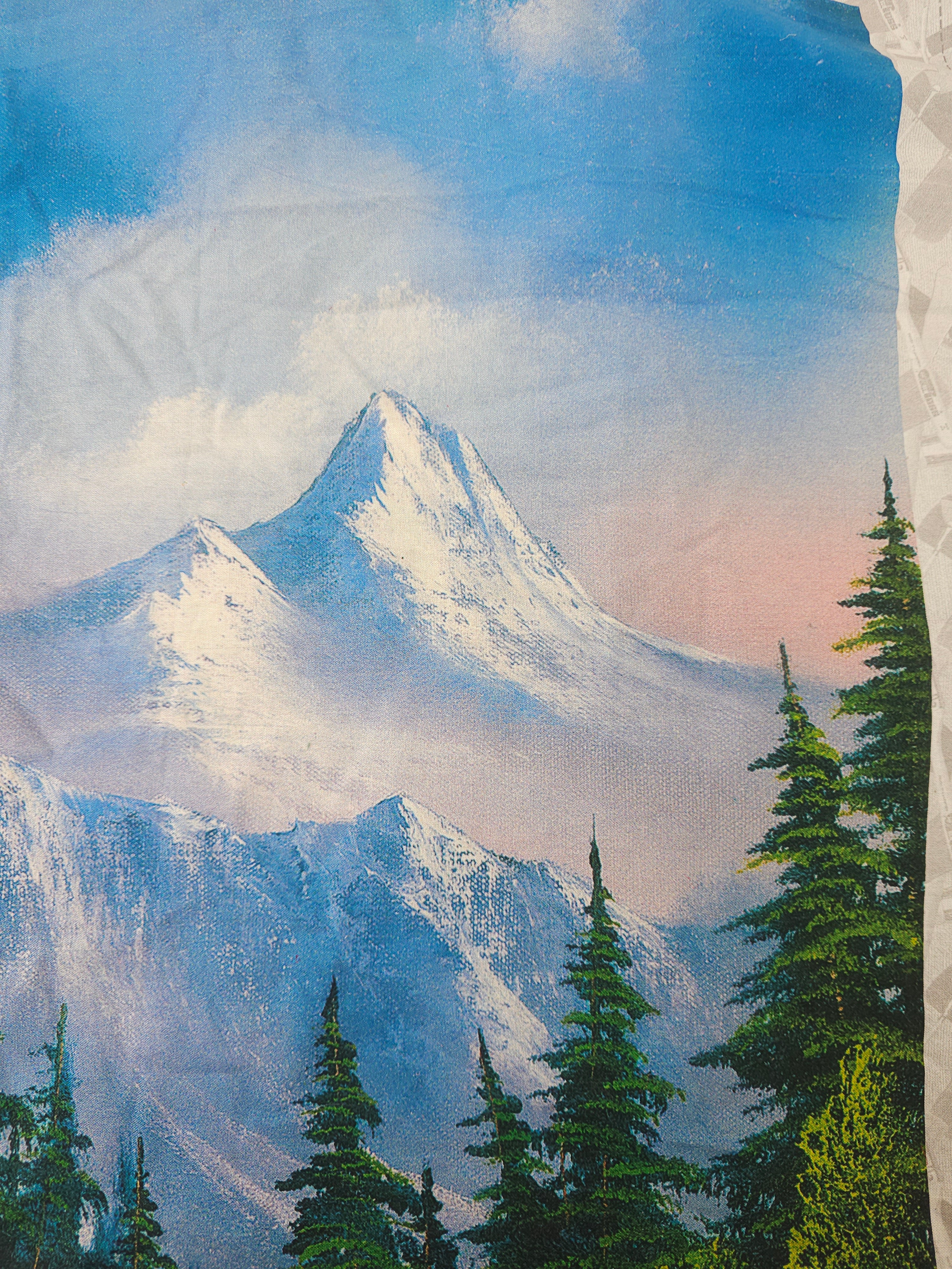 Bob Ross mountains Cotton panels- 4m piece