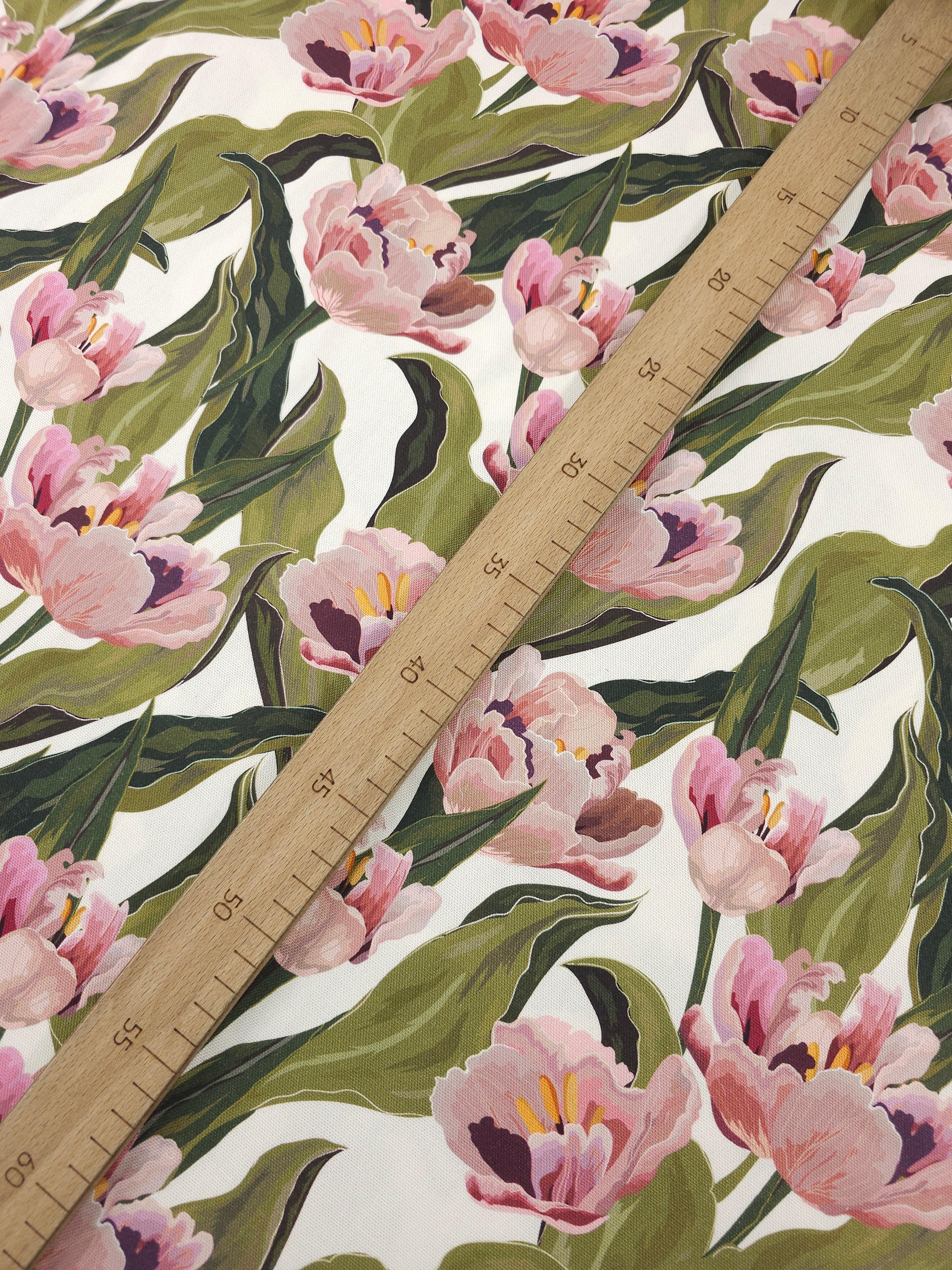 Midsummer Tulip Floral Vine Lightweight Canvas Cotton
