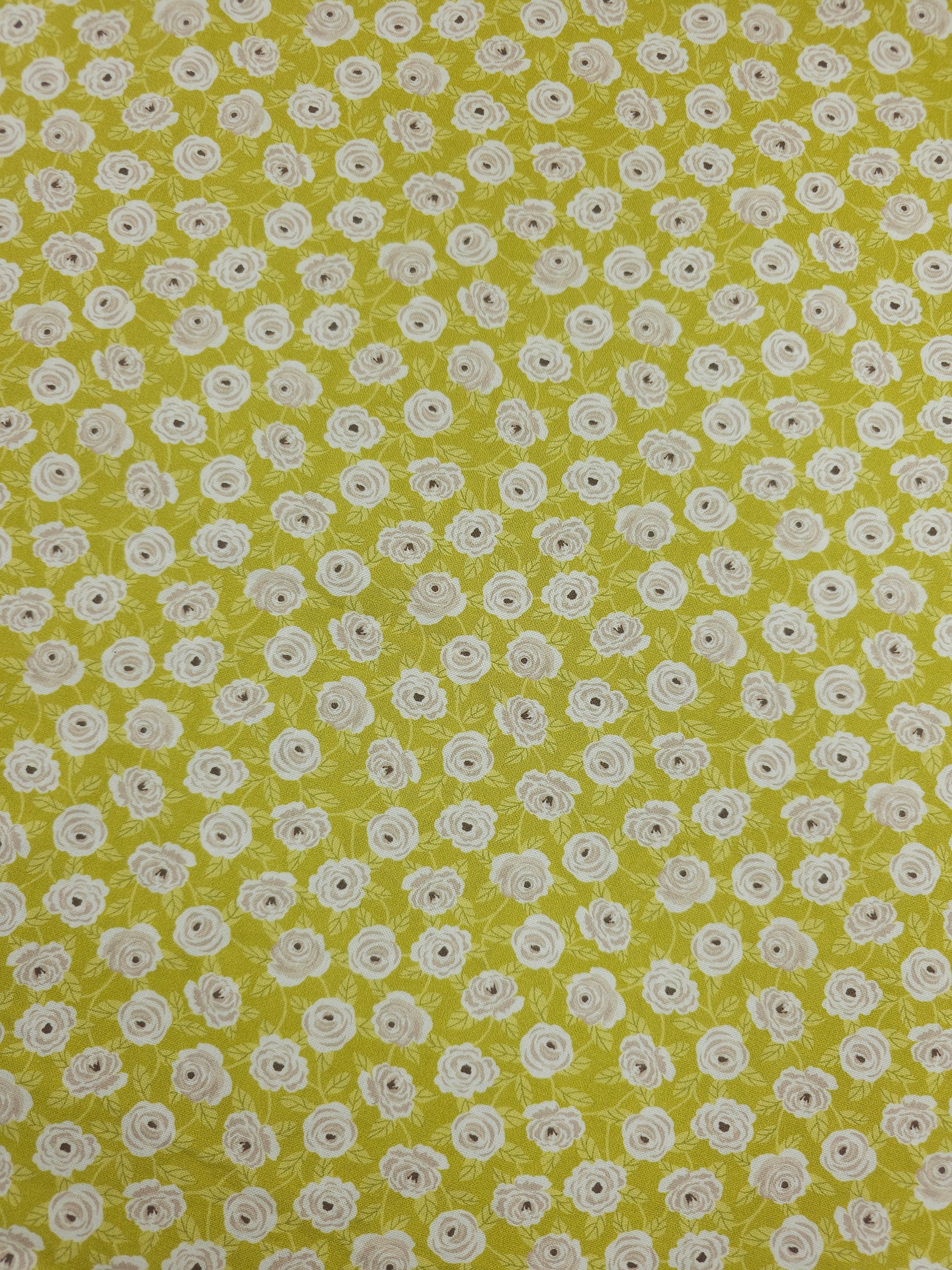 Warm Lime Floral Garden 100% Cotton