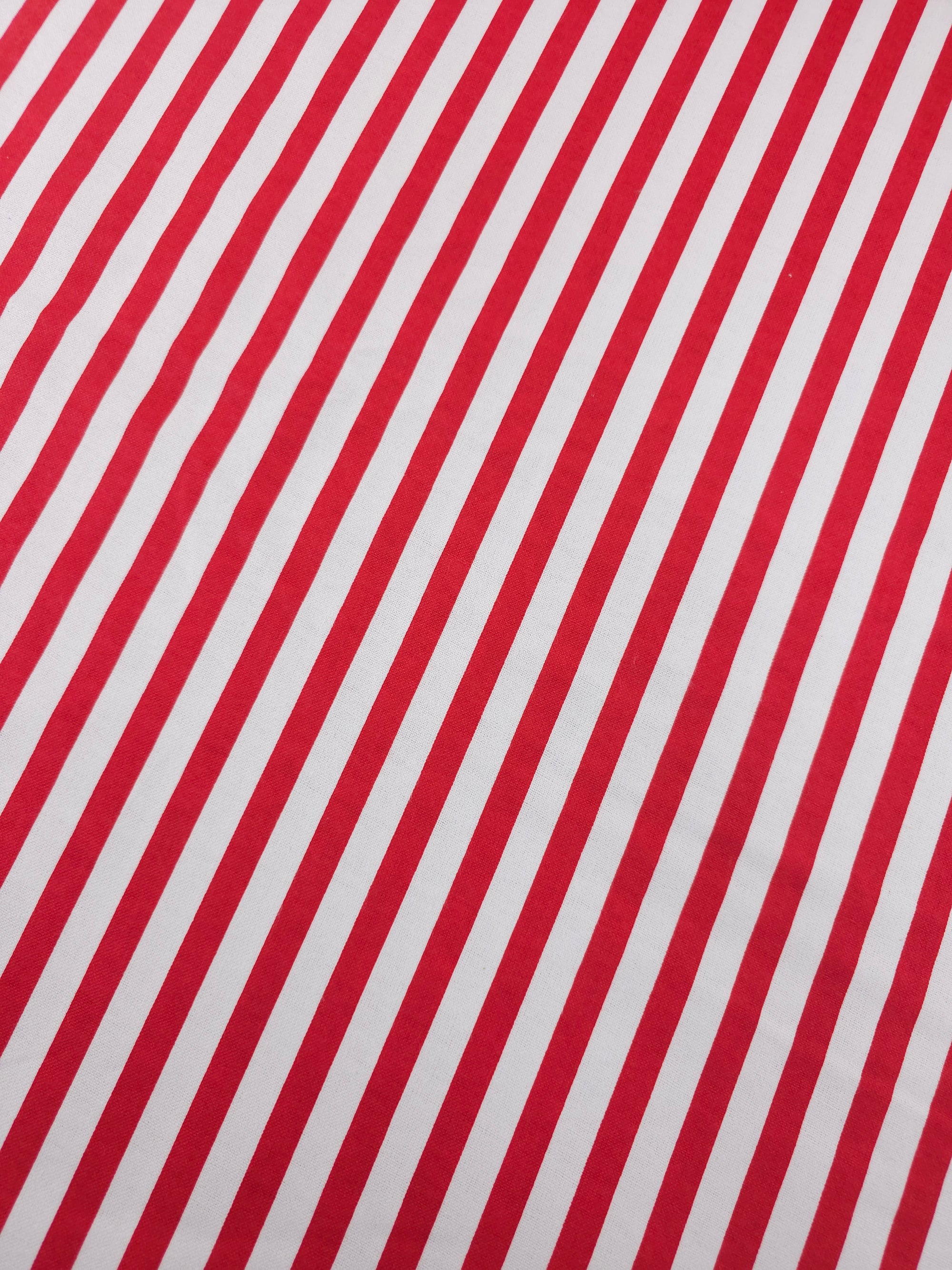 Red Stripe Flannel Backed Cnavas Cotton