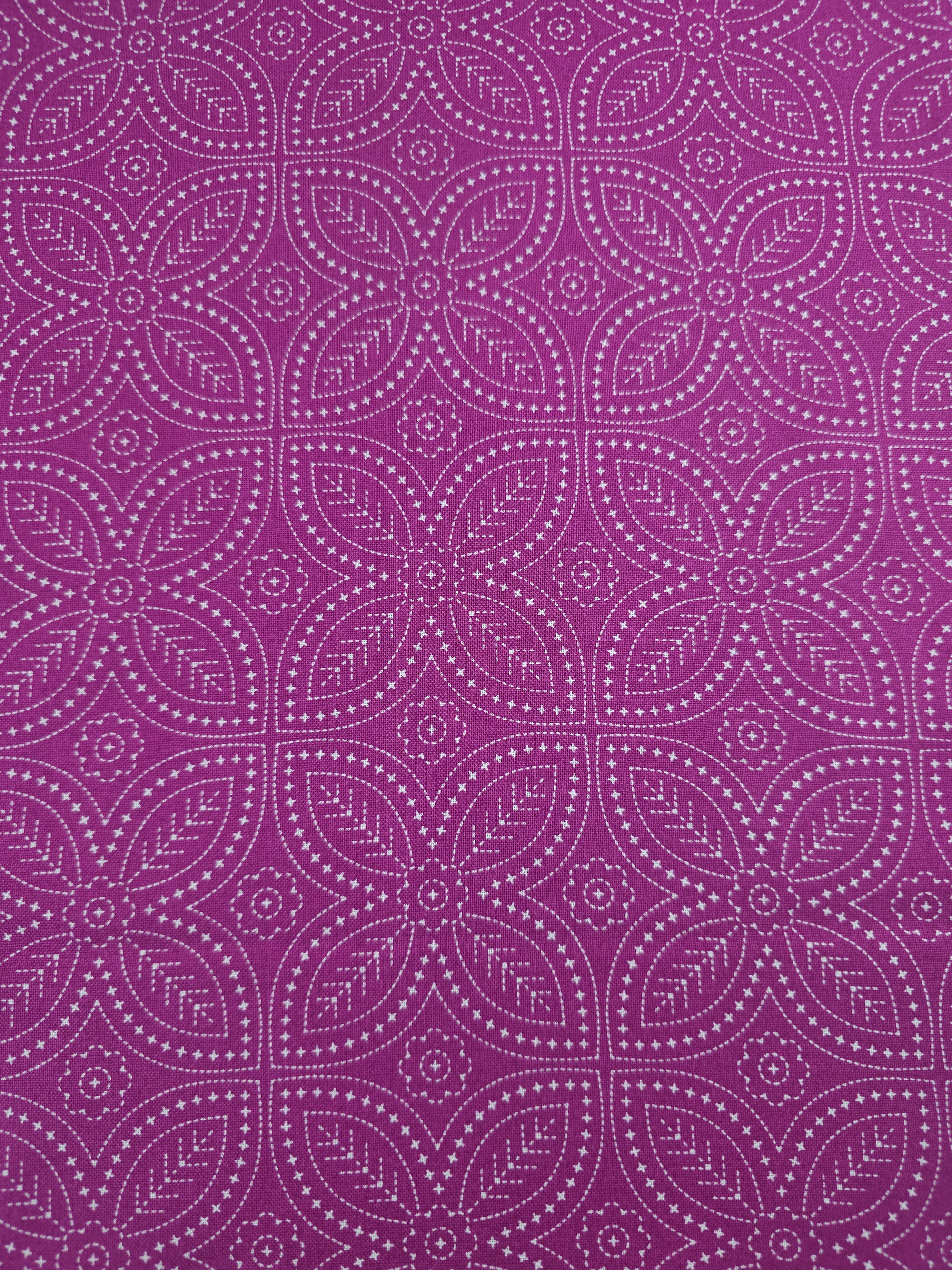 Magenta Dotty Petal Flower 100% Cotton