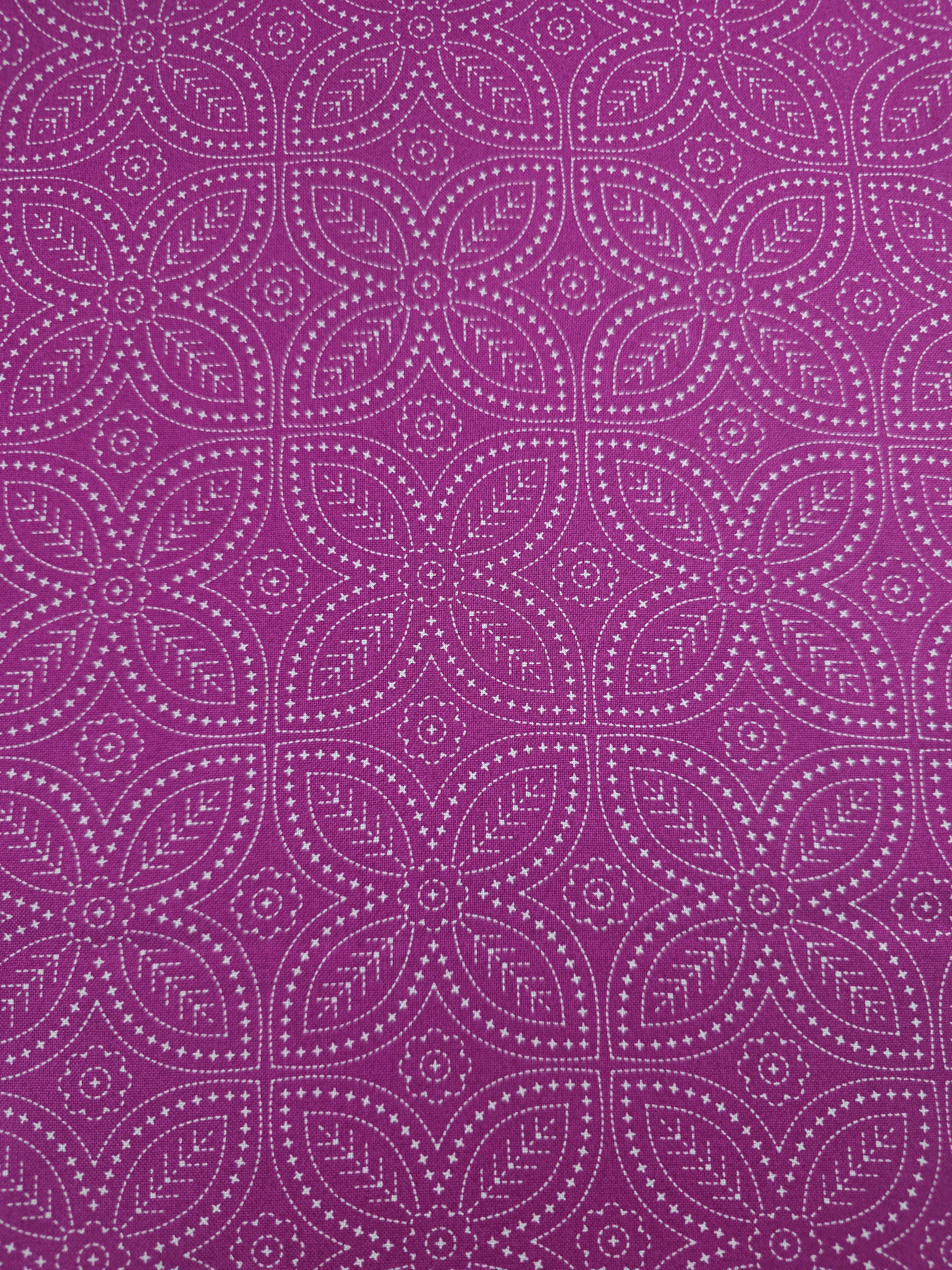 Magenta Dotty Petal Flower 100% Cotton