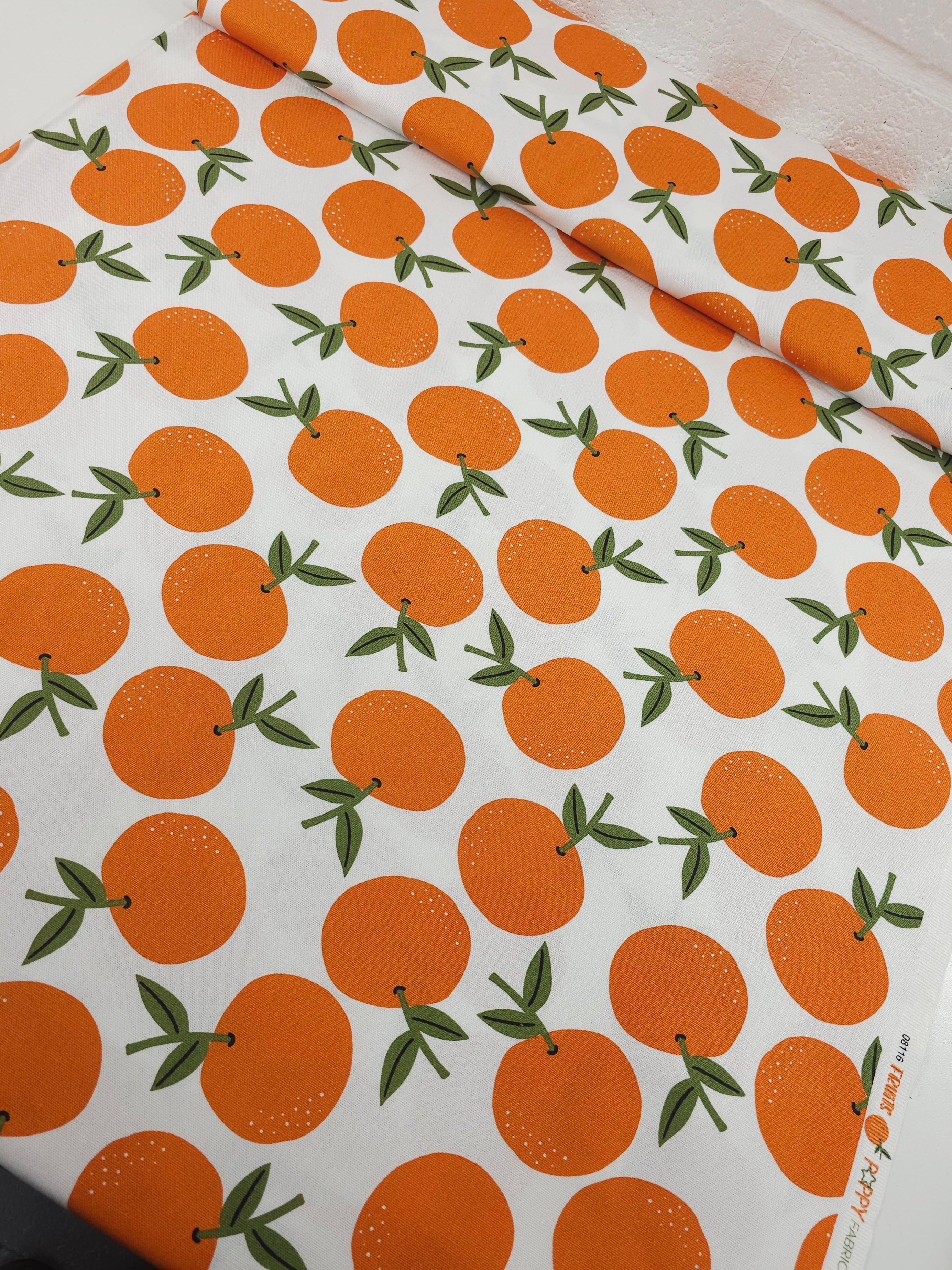 Oranges On White Lightweight Canvas Cotton